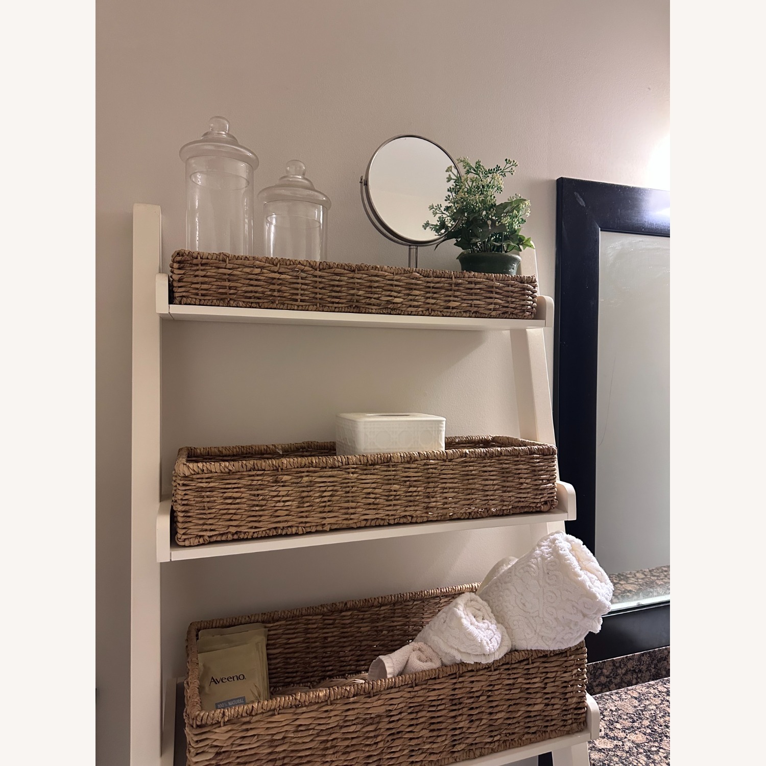 Pottery Barn White Wicker Wall Shelf - image-2