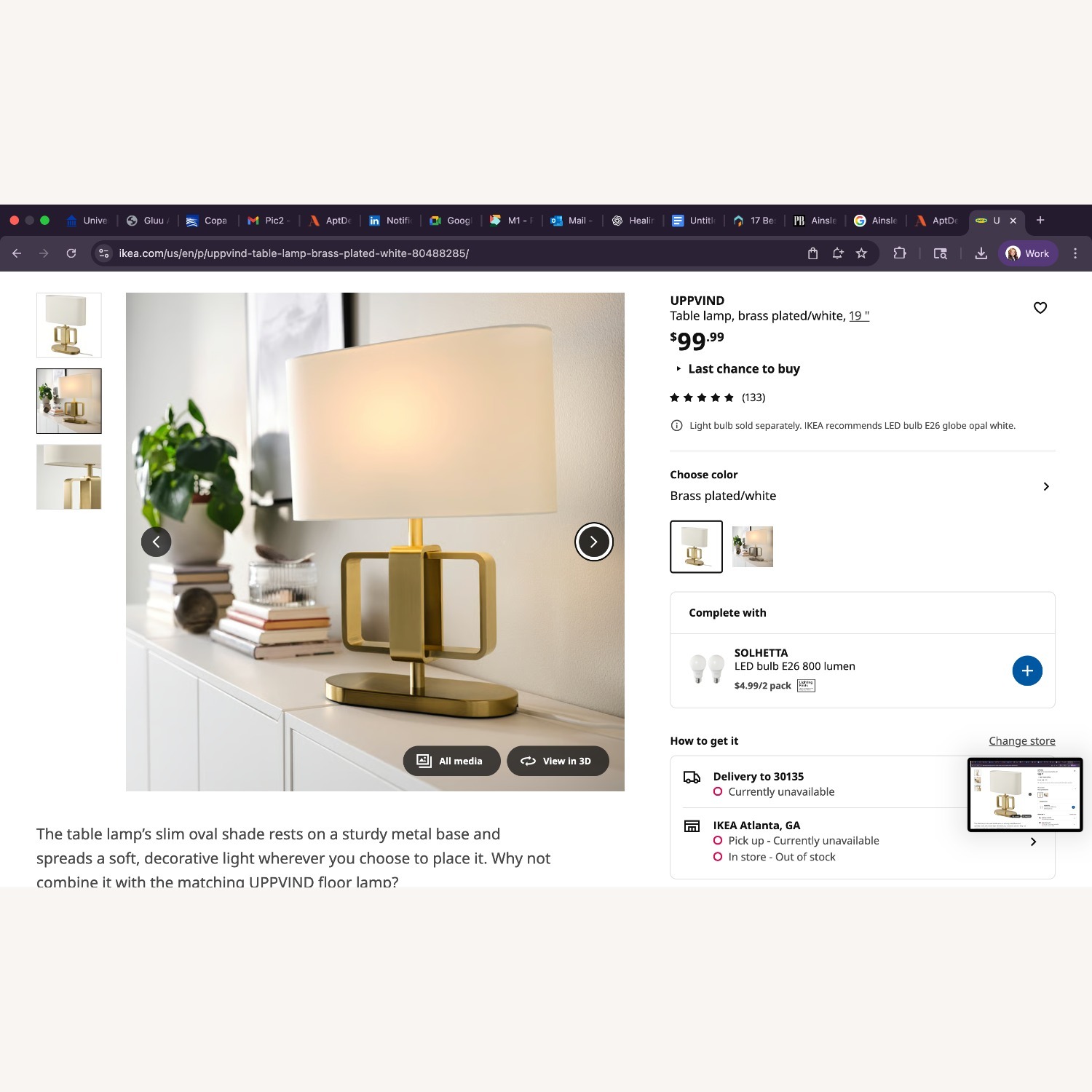 IKEA White Metal Table Lamp - image-1