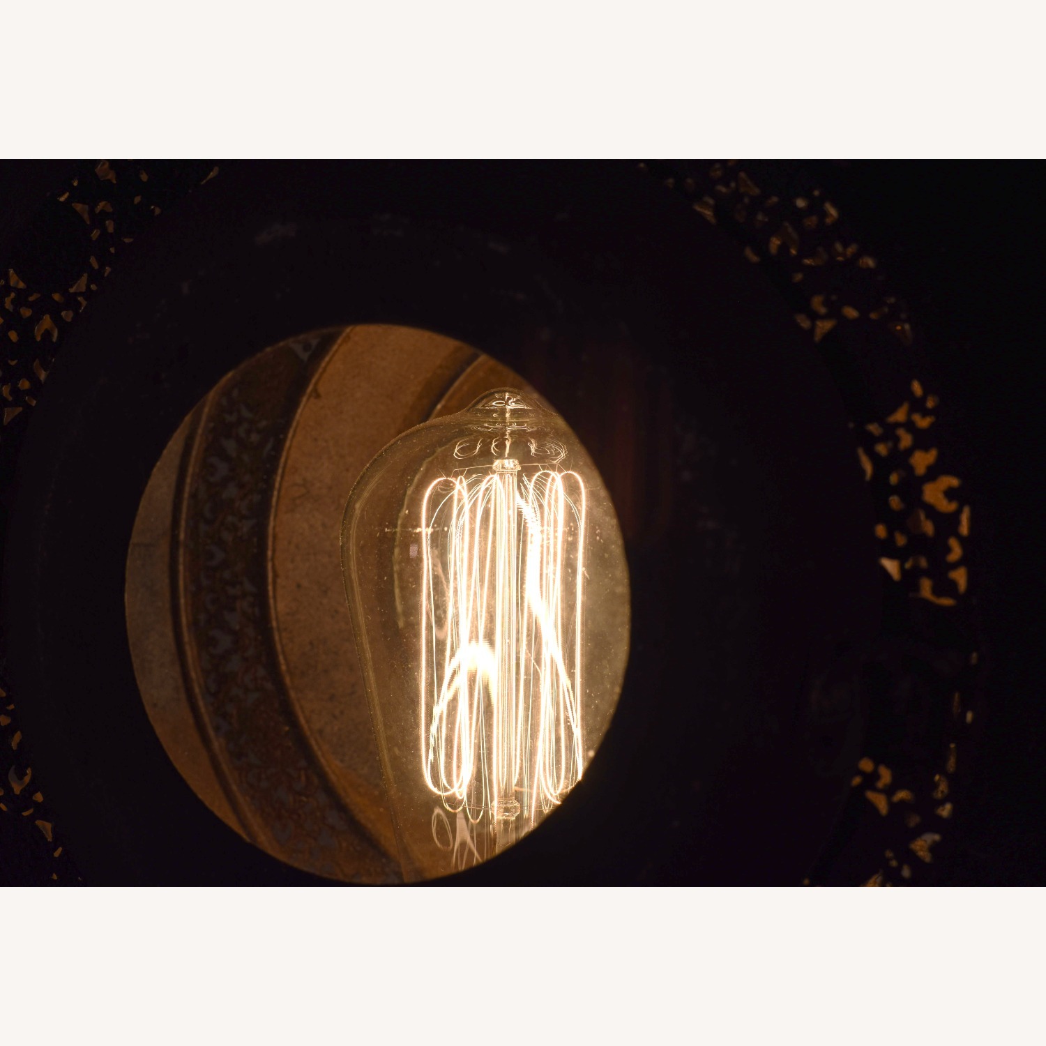 Round Rustic Metal Lantern Style Lamp - image-14