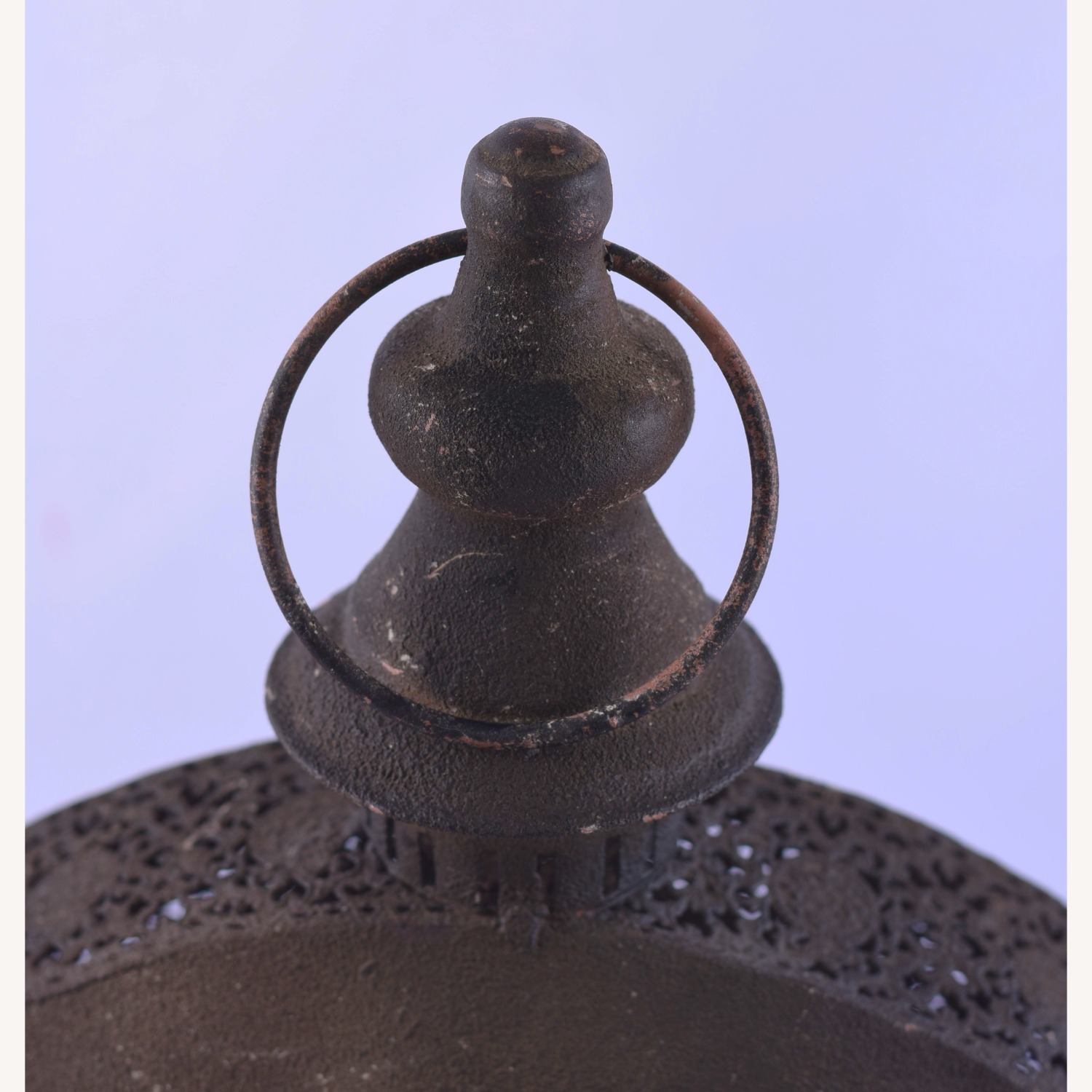 Round Rustic Metal Lantern Style Lamp - image-5