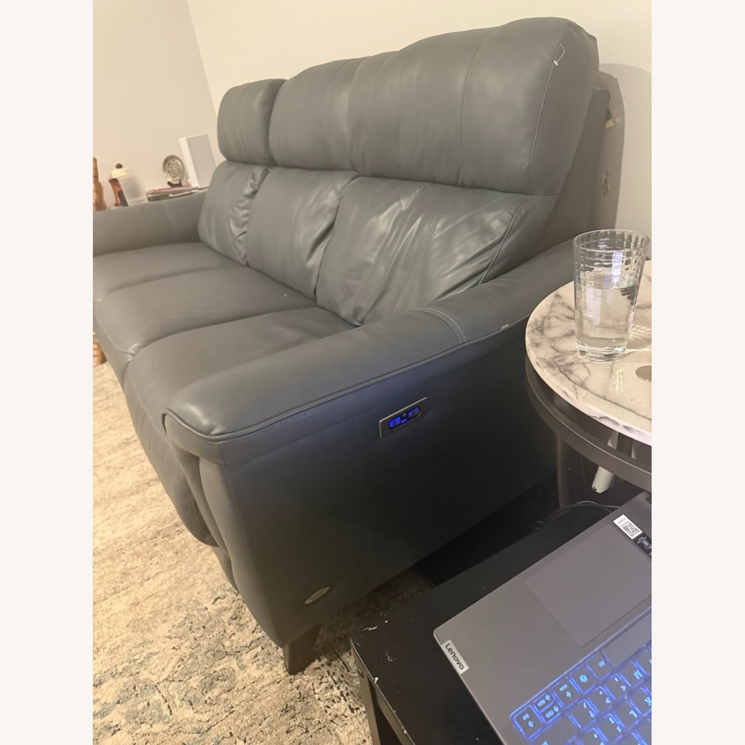 Rooms To Go Leather Dual Power Reclining Sofa - image-3