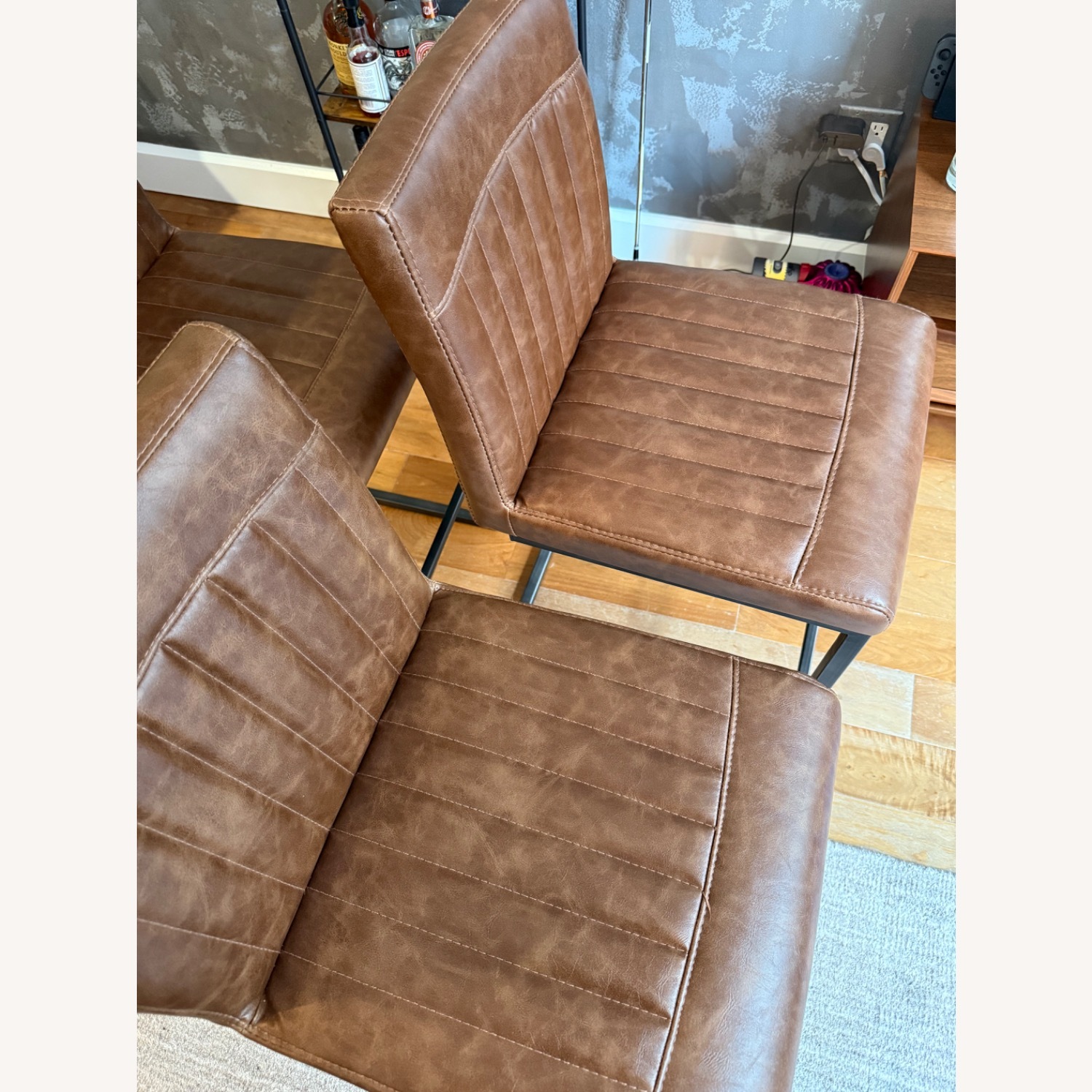 Mercury Row Dark Brown Faux Leather Stools - image-4