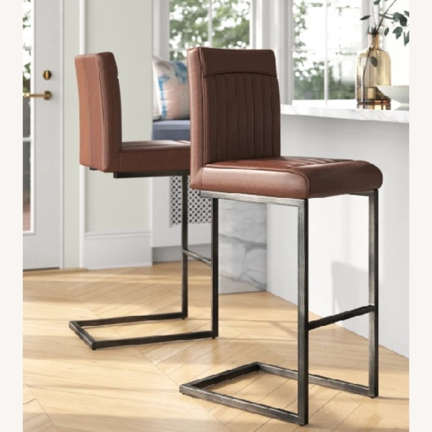 Mercury Row Dark Brown Faux Leather Stools - image-6