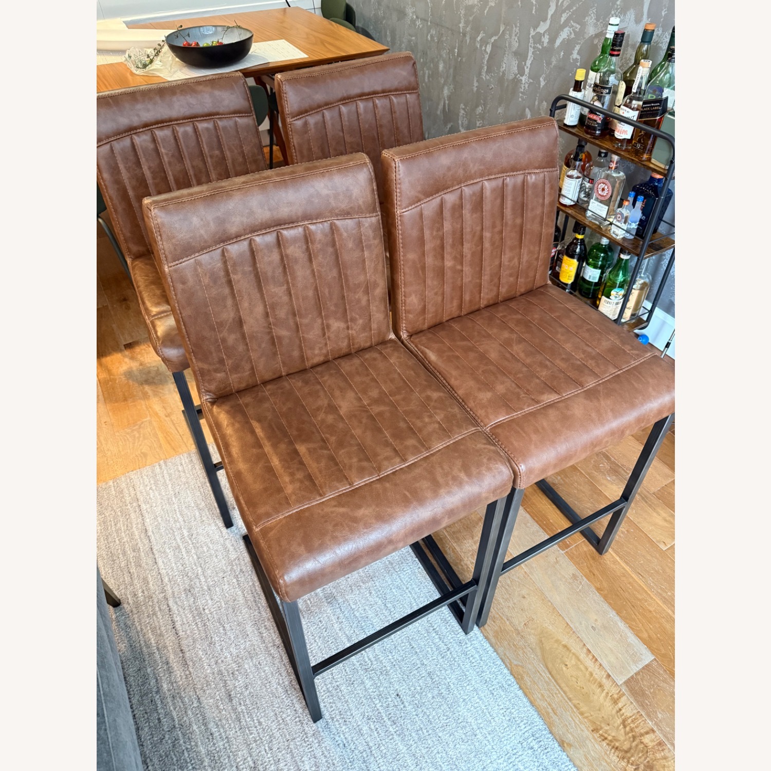 Mercury Row Dark Brown Faux Leather Stools - image-1