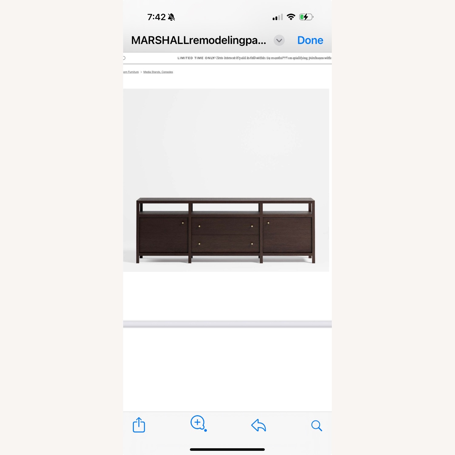 Crate & Barrel Keane Wenge 86’’ Media Console - image-1