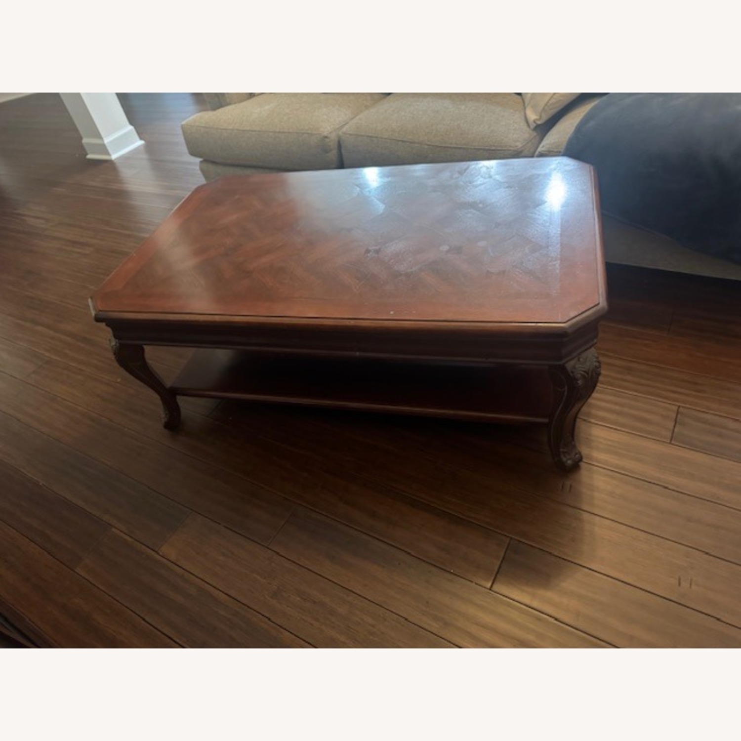 Vintage/Antique Dark Brown Wood Coffee Table - image-1