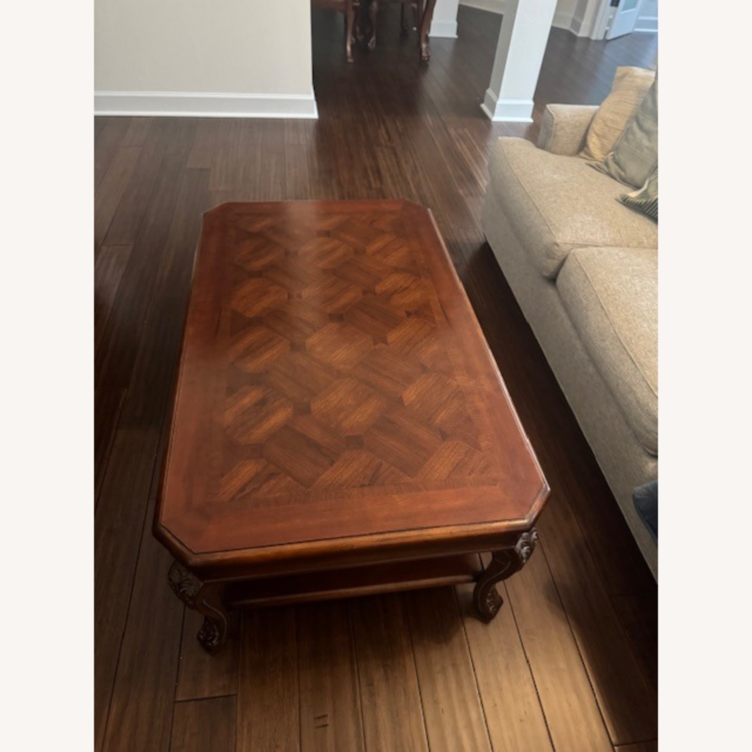 Vintage/Antique Dark Brown Wood Coffee Table - image-3