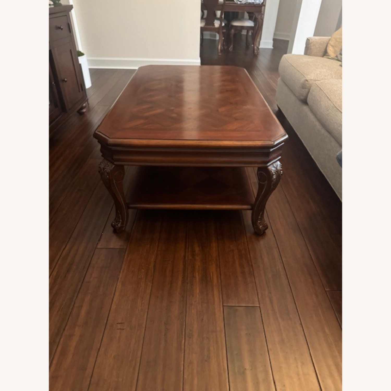 Vintage/Antique Dark Brown Wood Coffee Table - image-2