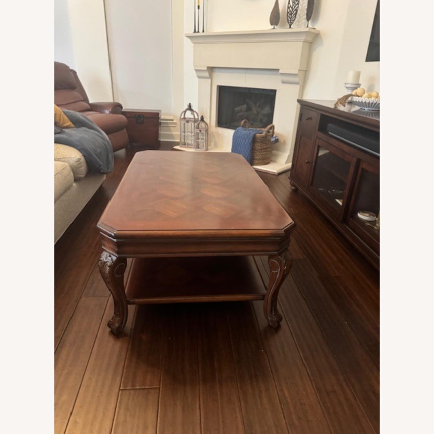 Vintage/Antique Dark Brown Wood Coffee Table - image-4