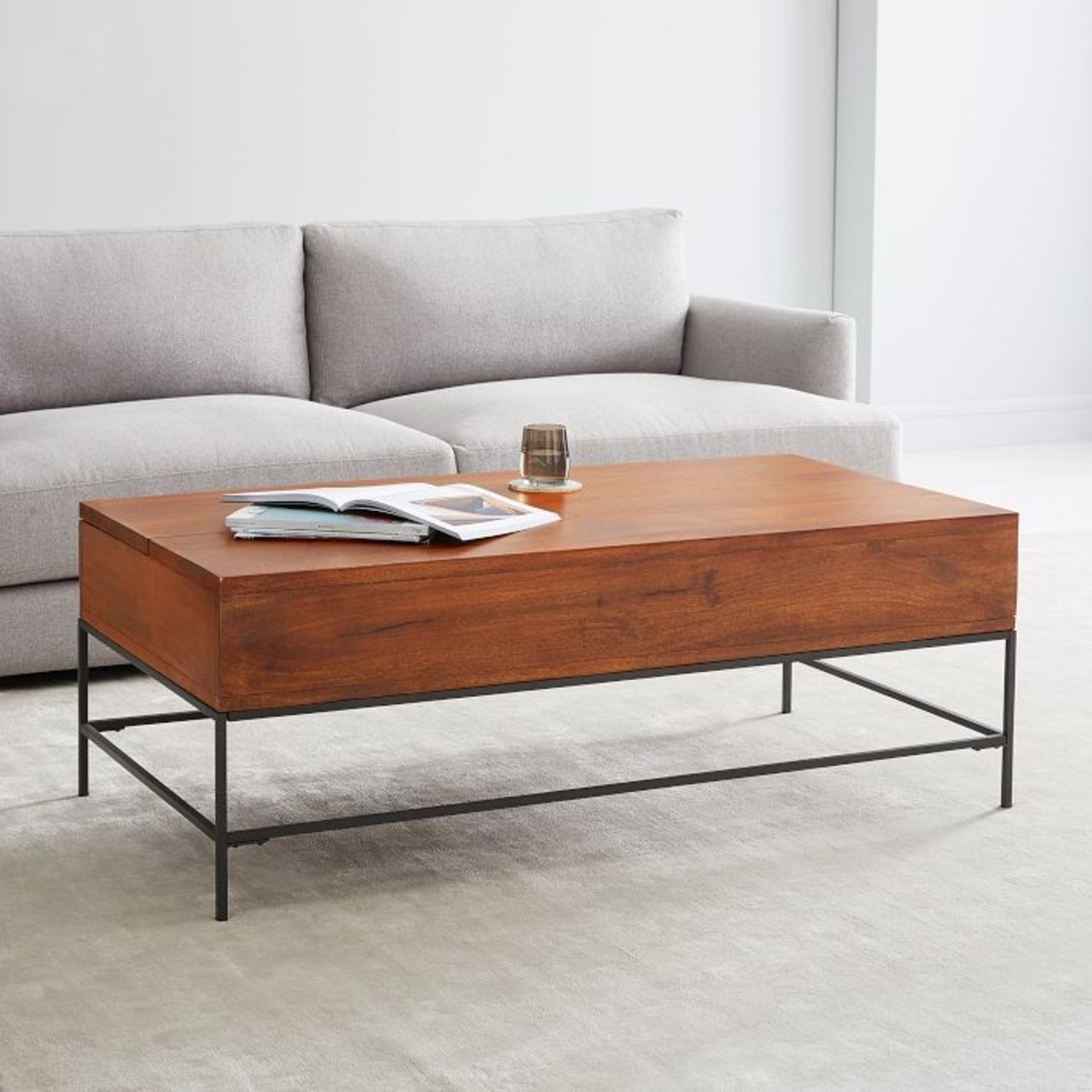 West Elm Light Brown Wood Coffee Table - image-9
