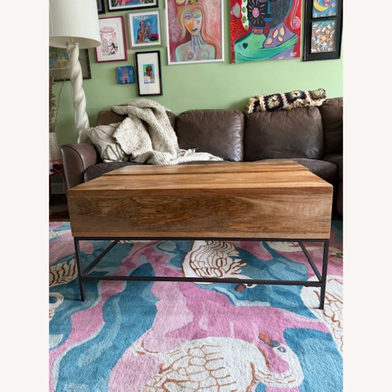 West Elm Light Brown Wood Coffee Table - image-1