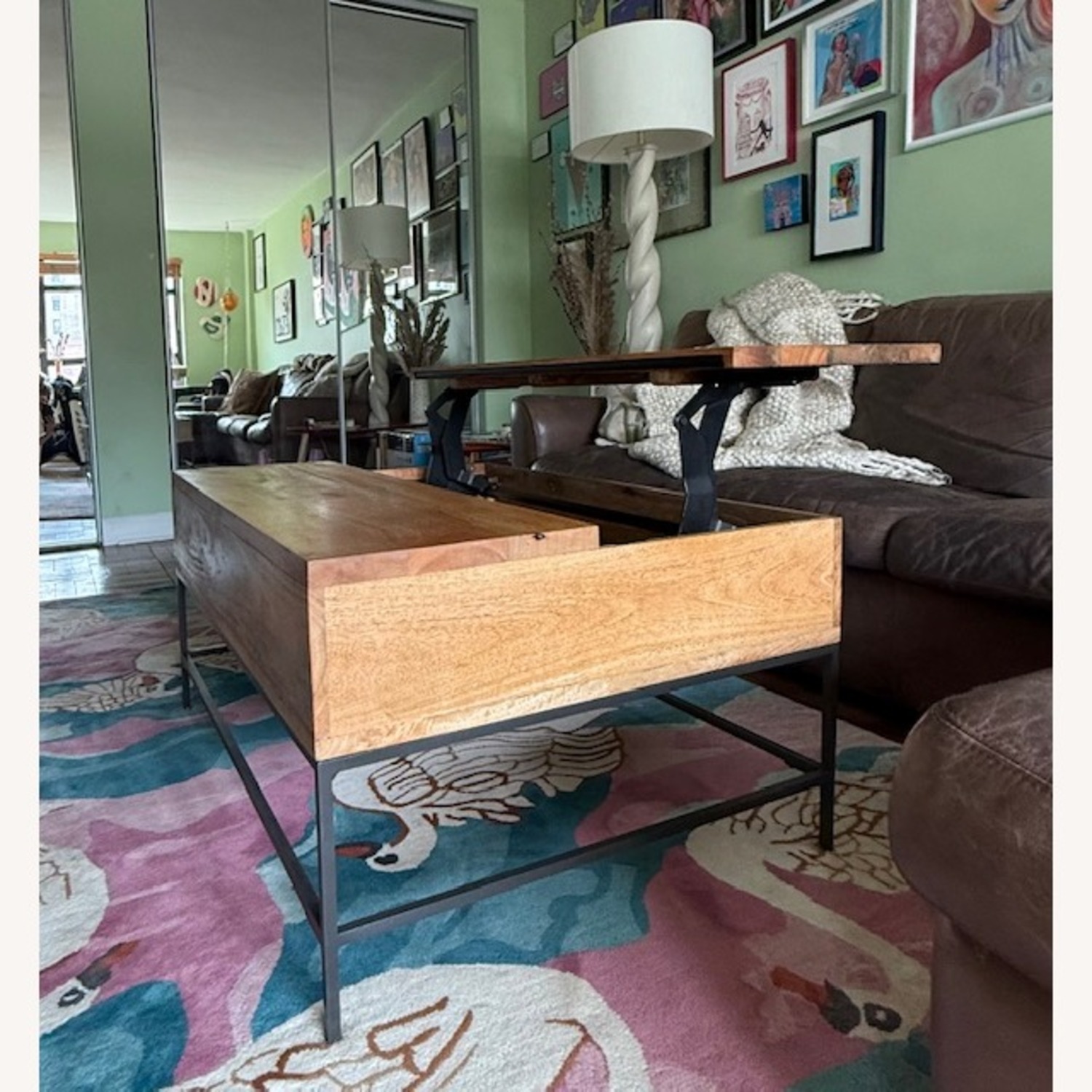 West Elm Light Brown Wood Coffee Table - image-3