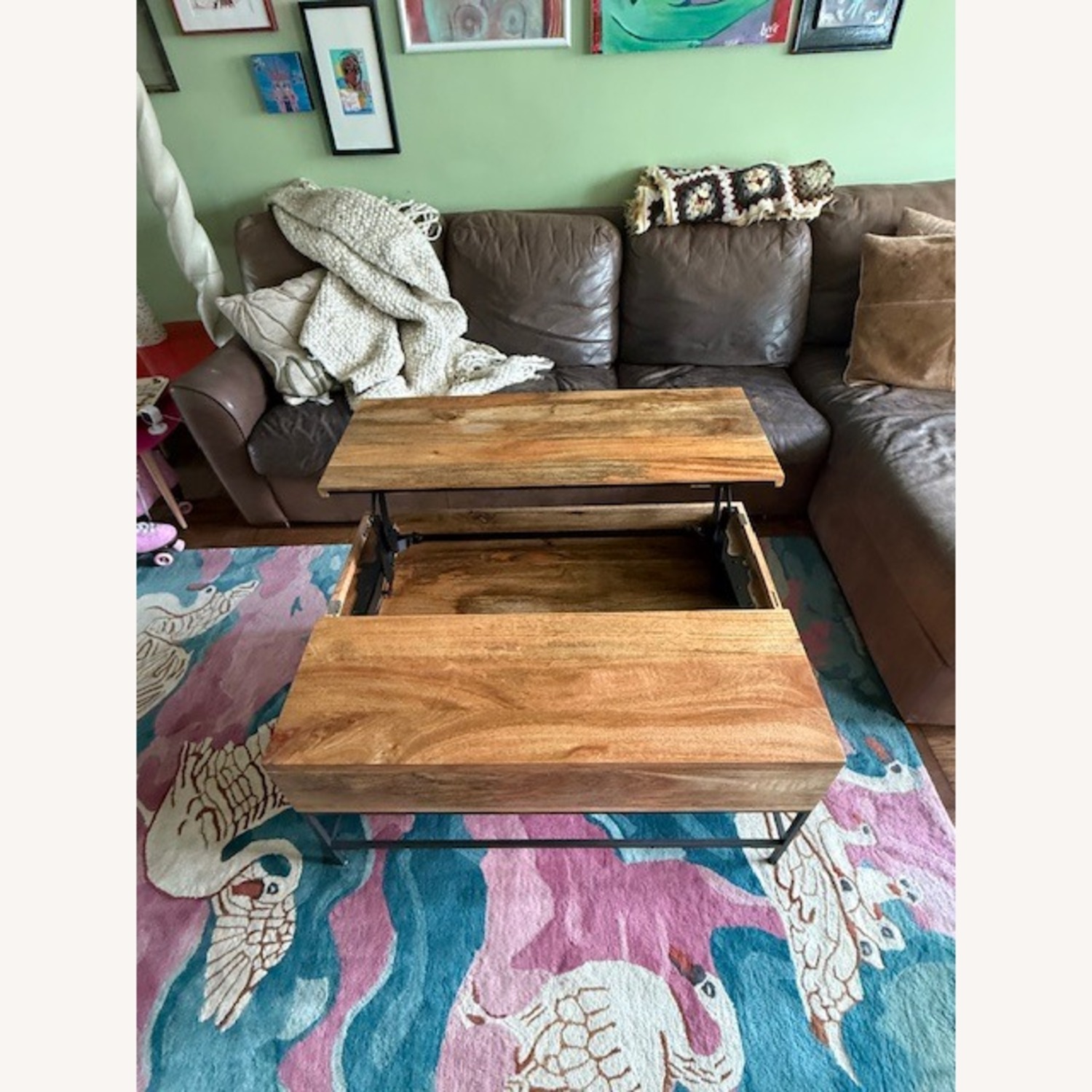 West Elm Light Brown Wood Coffee Table - image-6