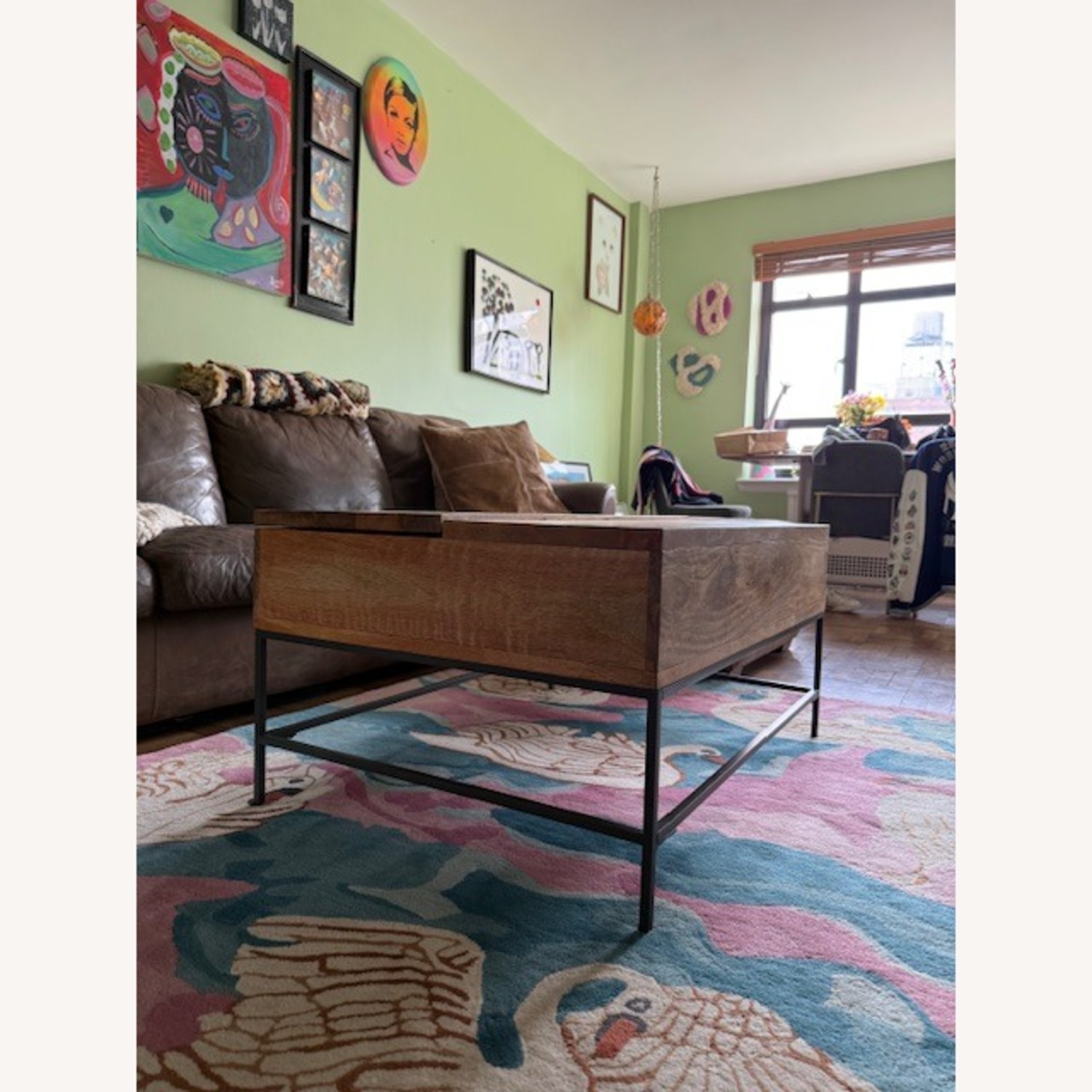 West Elm Light Brown Wood Coffee Table - image-8