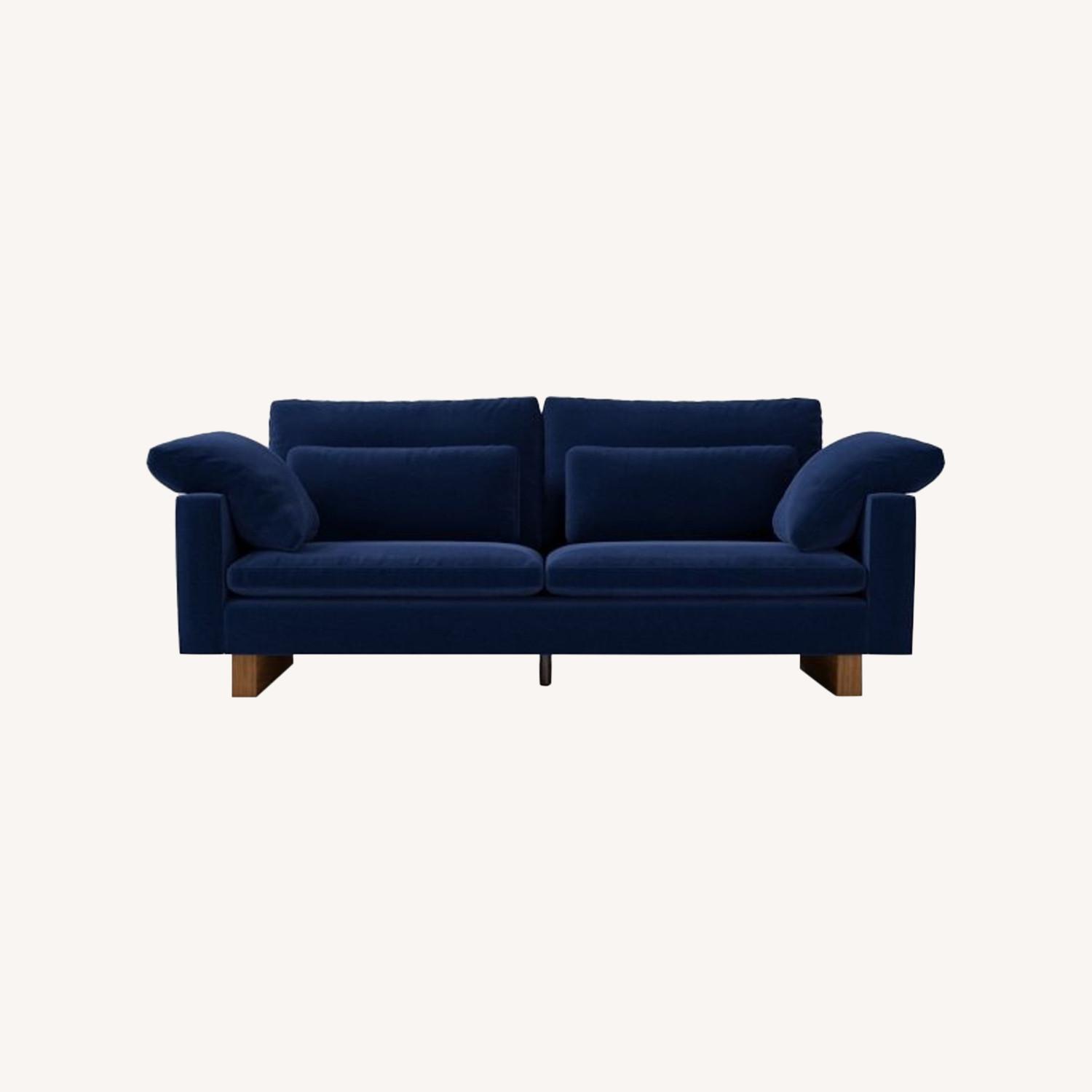 West Elm Harmony Blue Velvet 2 Seater Sofa - image-0