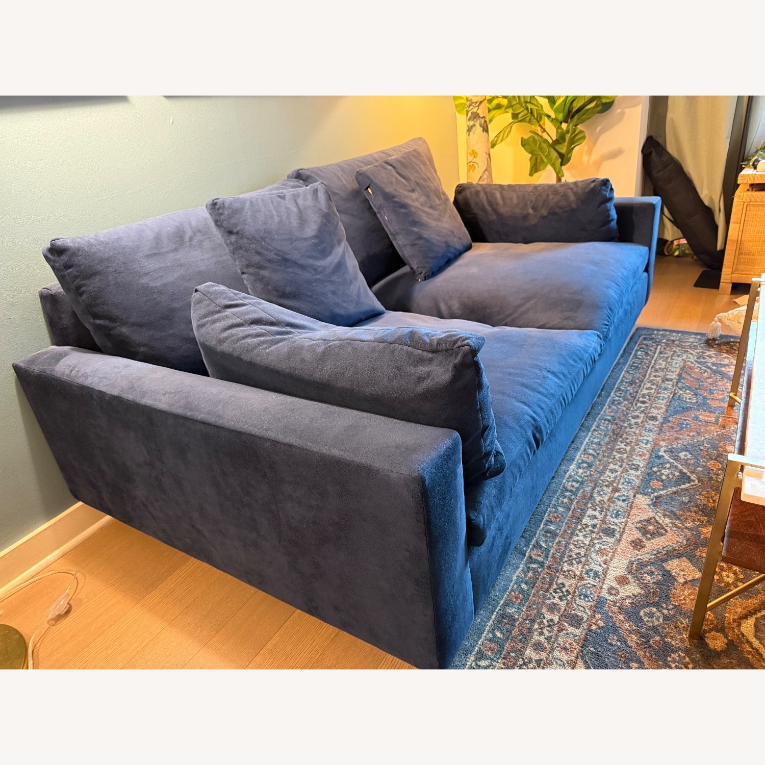West Elm Harmony Blue Velvet 2 Seater Sofa - image-2