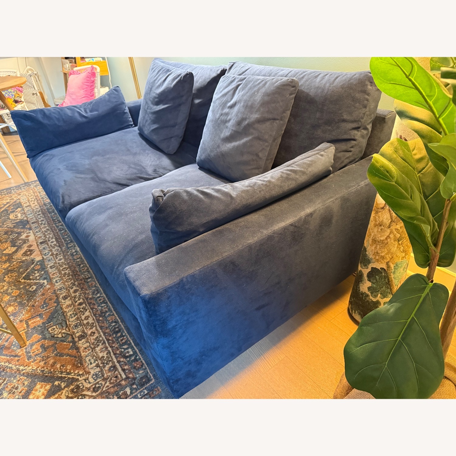 West Elm Harmony Blue Velvet 2 Seater Sofa - image-3