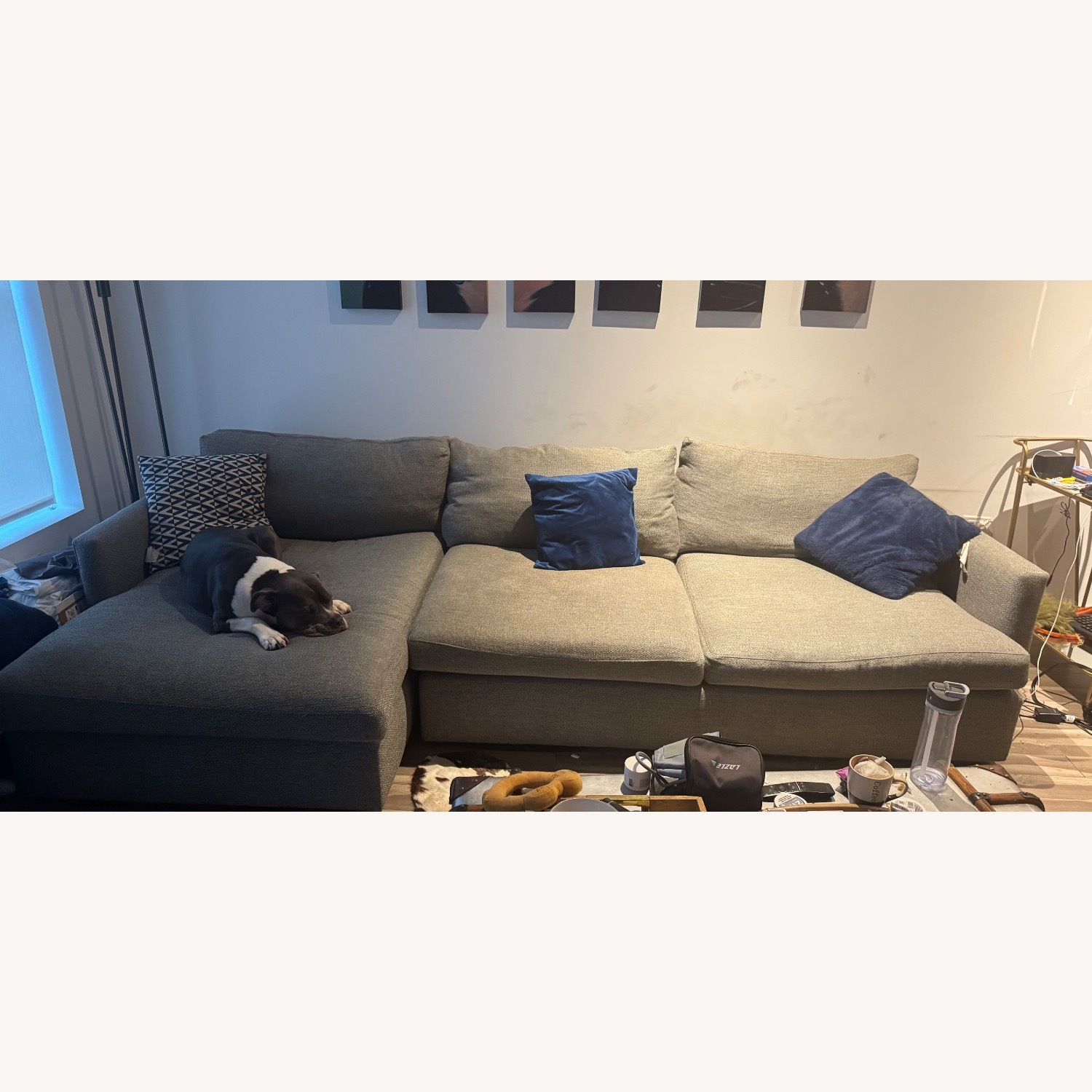 Crate & Barrel Lounge Light Gray Chaise Lounge - image-3