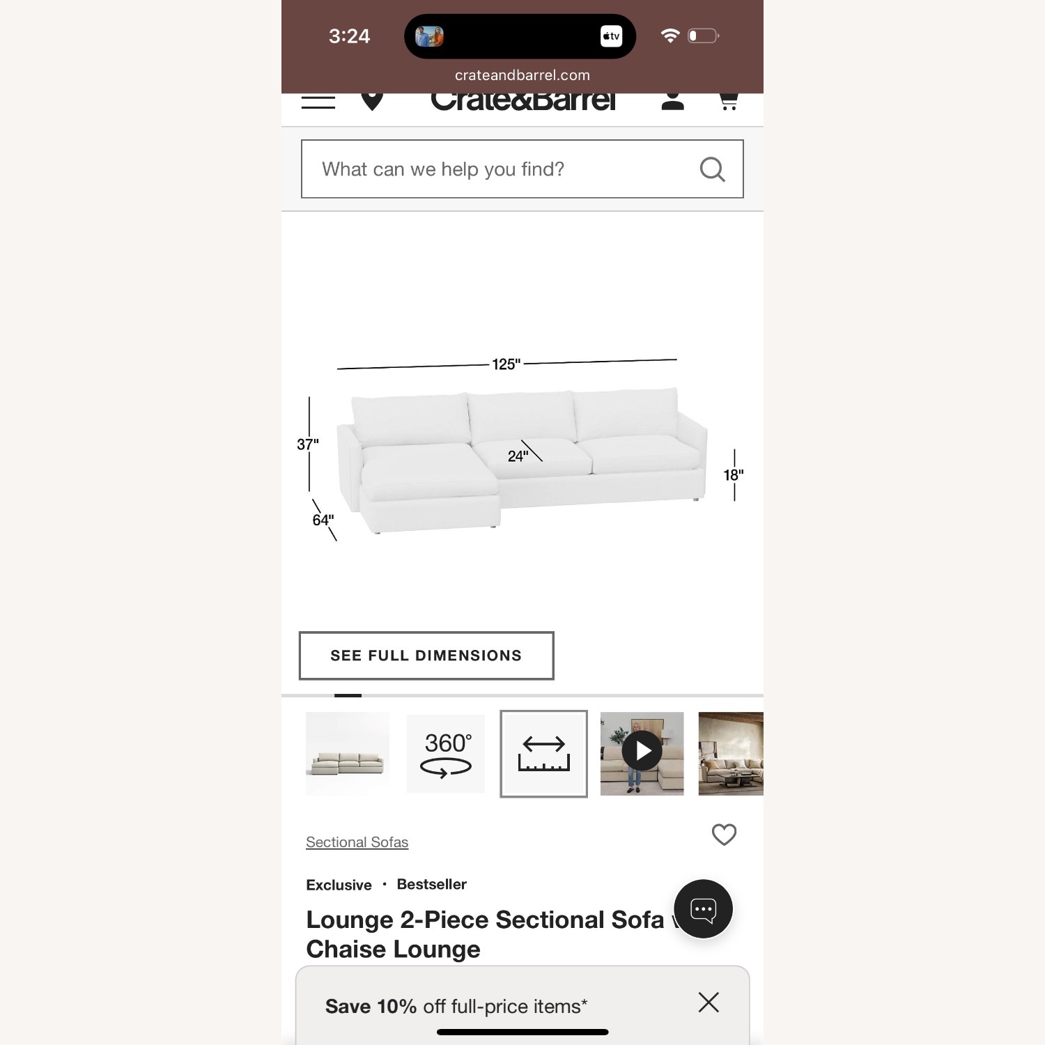 Crate & Barrel Lounge Light Gray Chaise Lounge - image-4