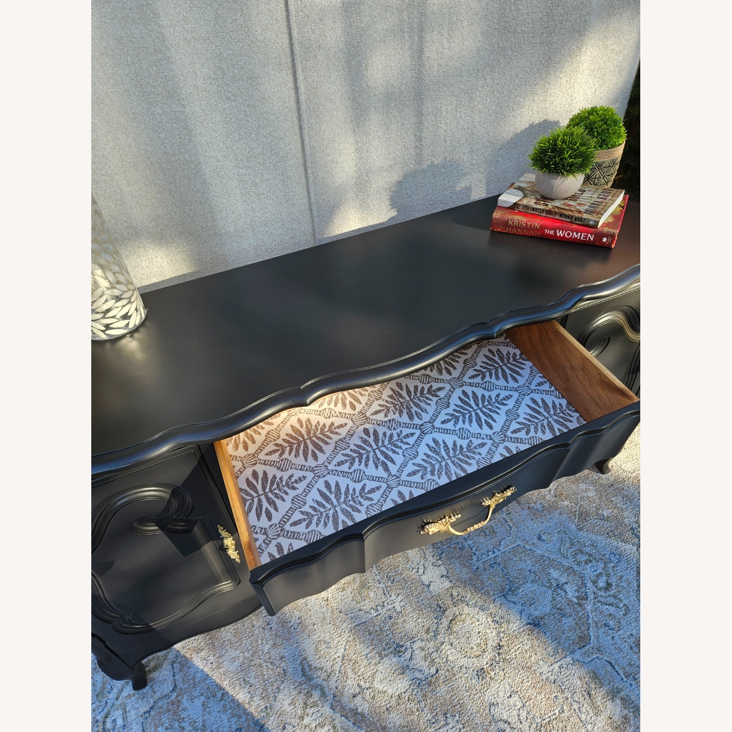 Sleek Black French Provincial Buffet - image-3
