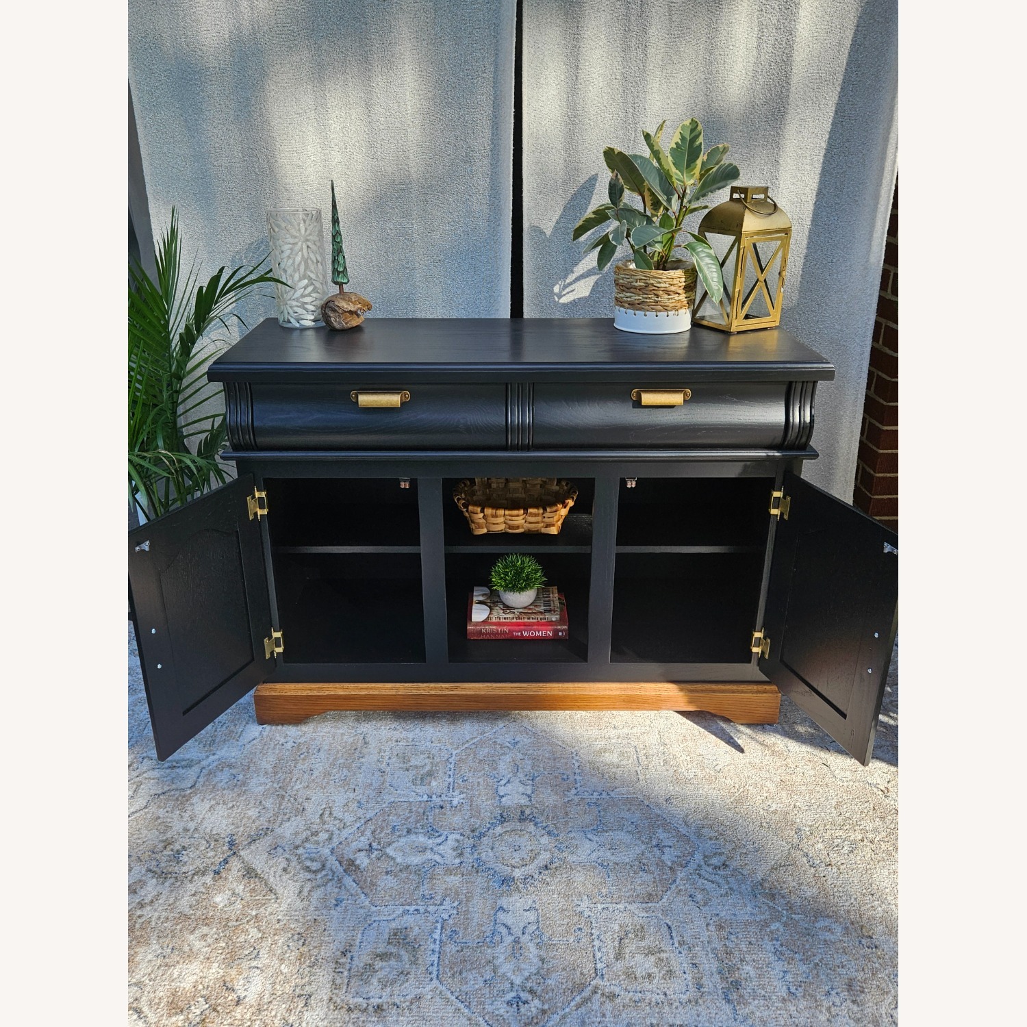 Modern Black Solid Oak Sideboard/ Buffet - image-5