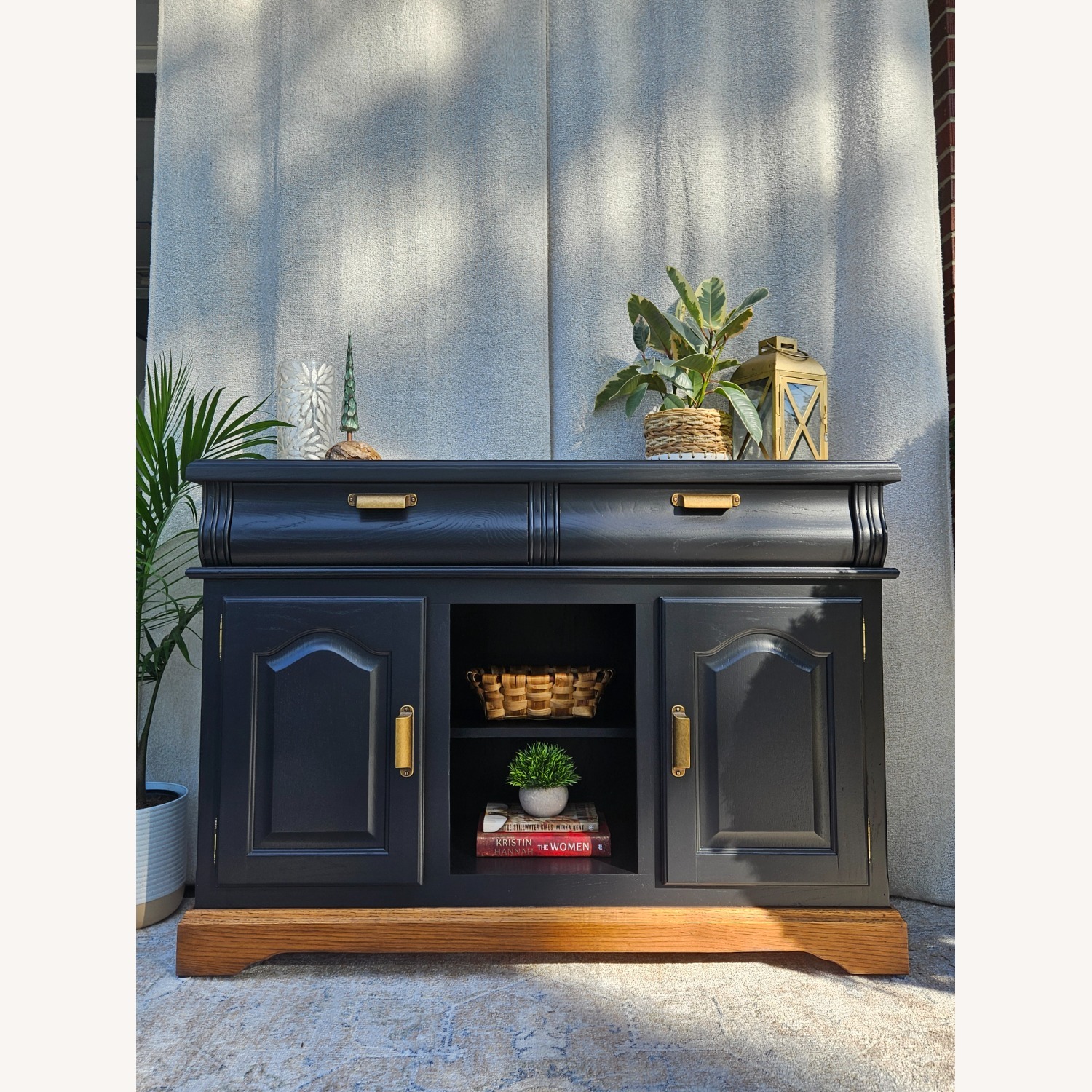 Modern Black Solid Oak Sideboard/ Buffet - image-1
