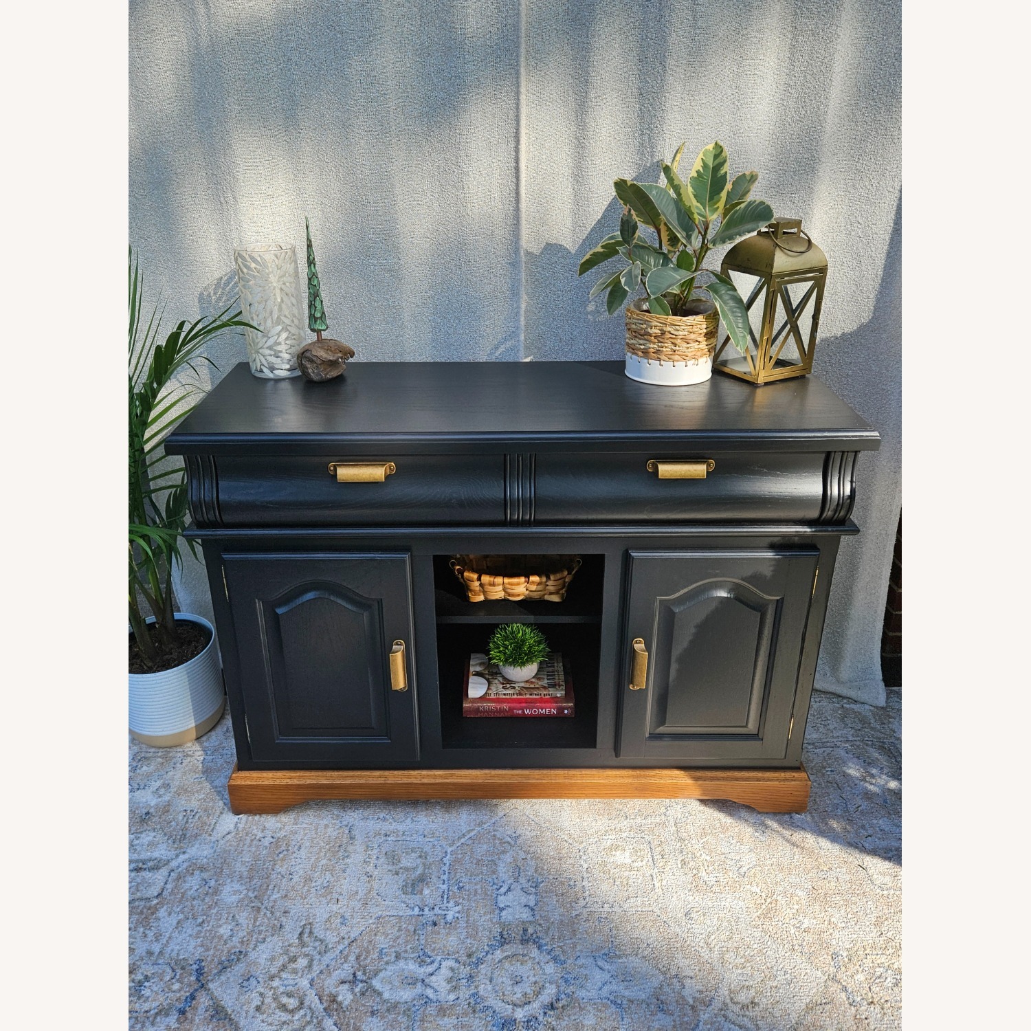 Modern Black Solid Oak Sideboard/ Buffet - image-2