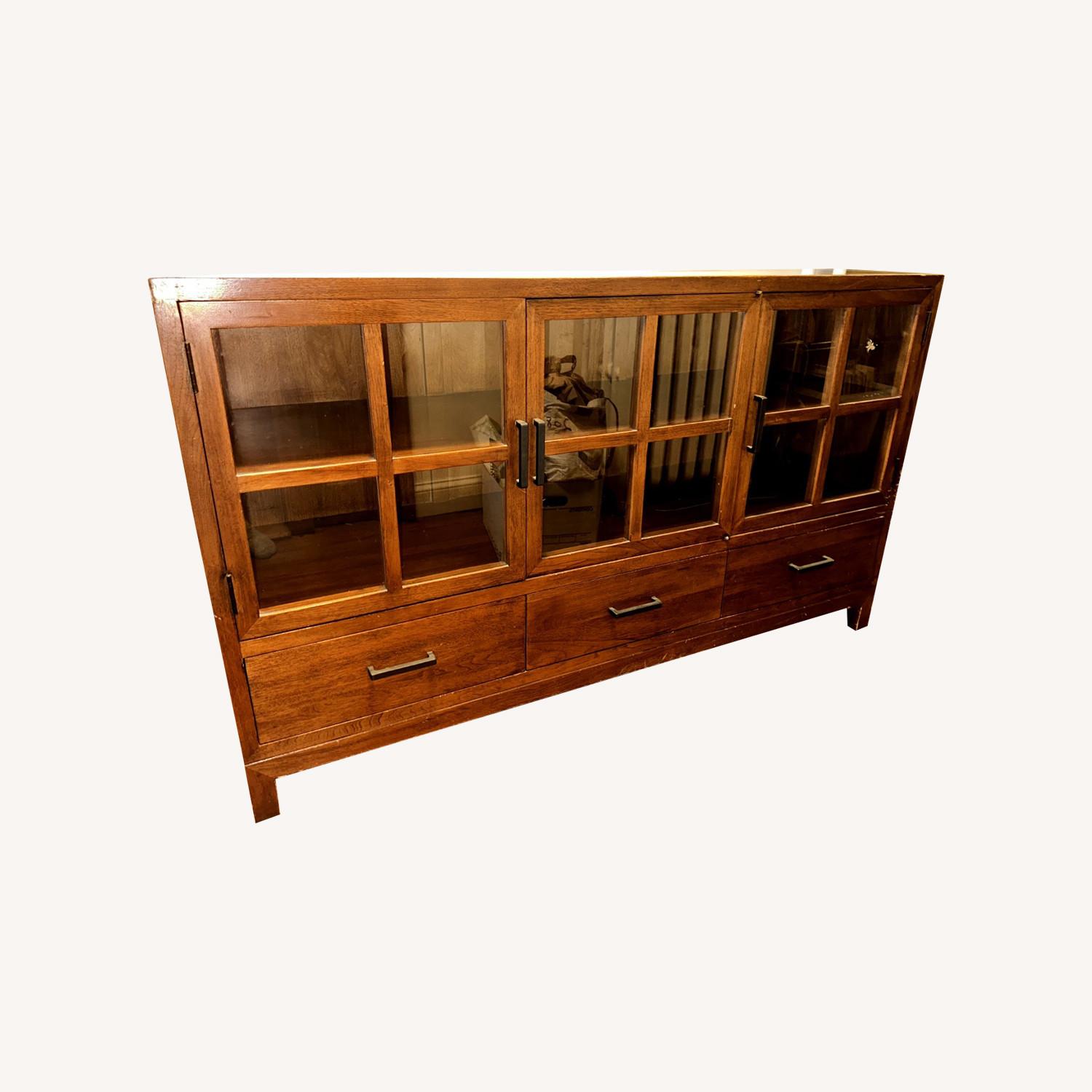 Solid Wood and Glass Sideboard / Credenza - image-0