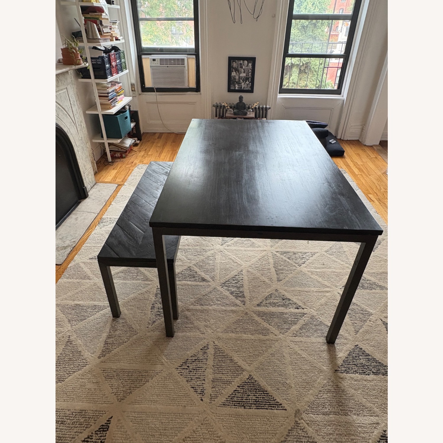 West Elm Black Dining Table with Bench - image-6