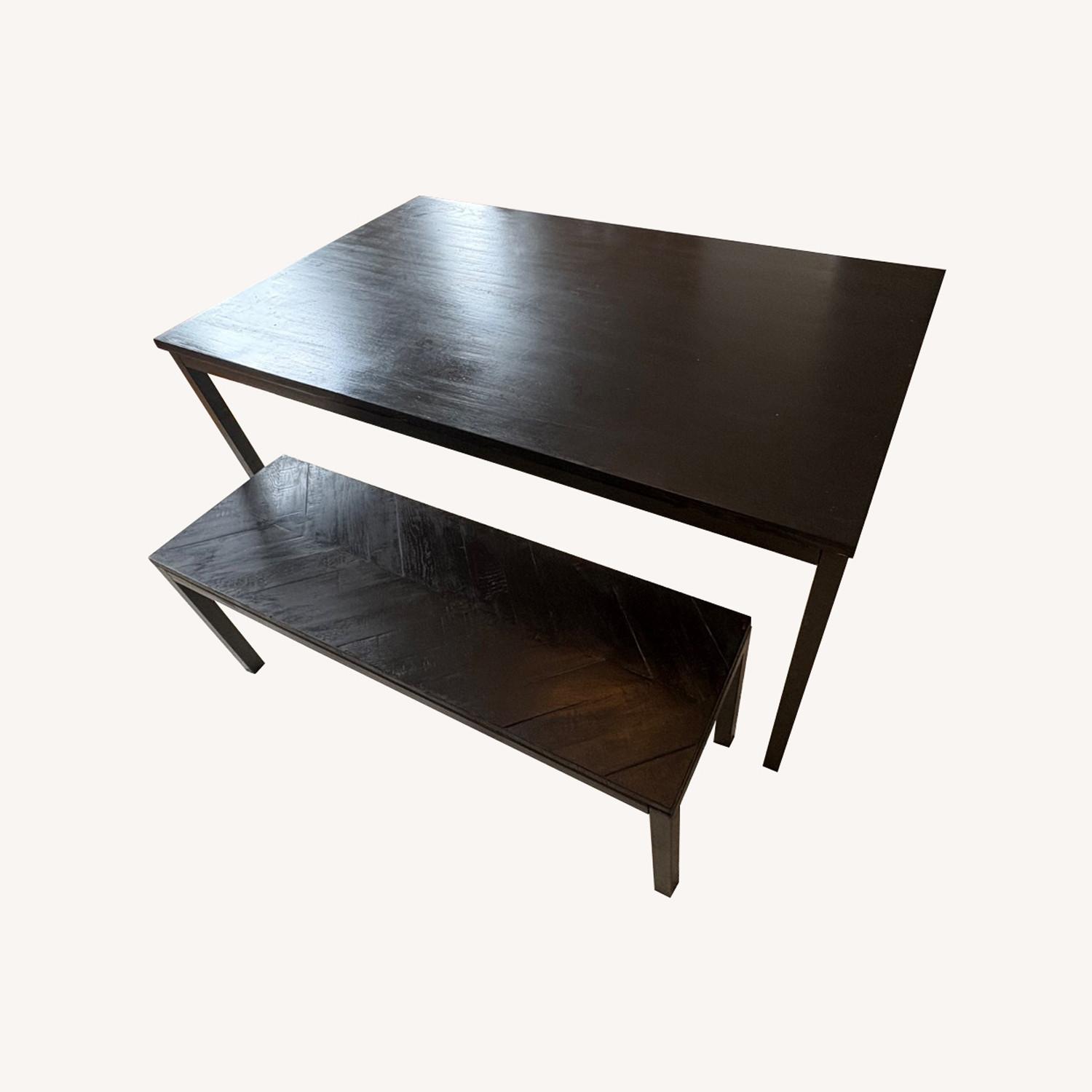 West Elm Black Dining Table with Bench - image-0