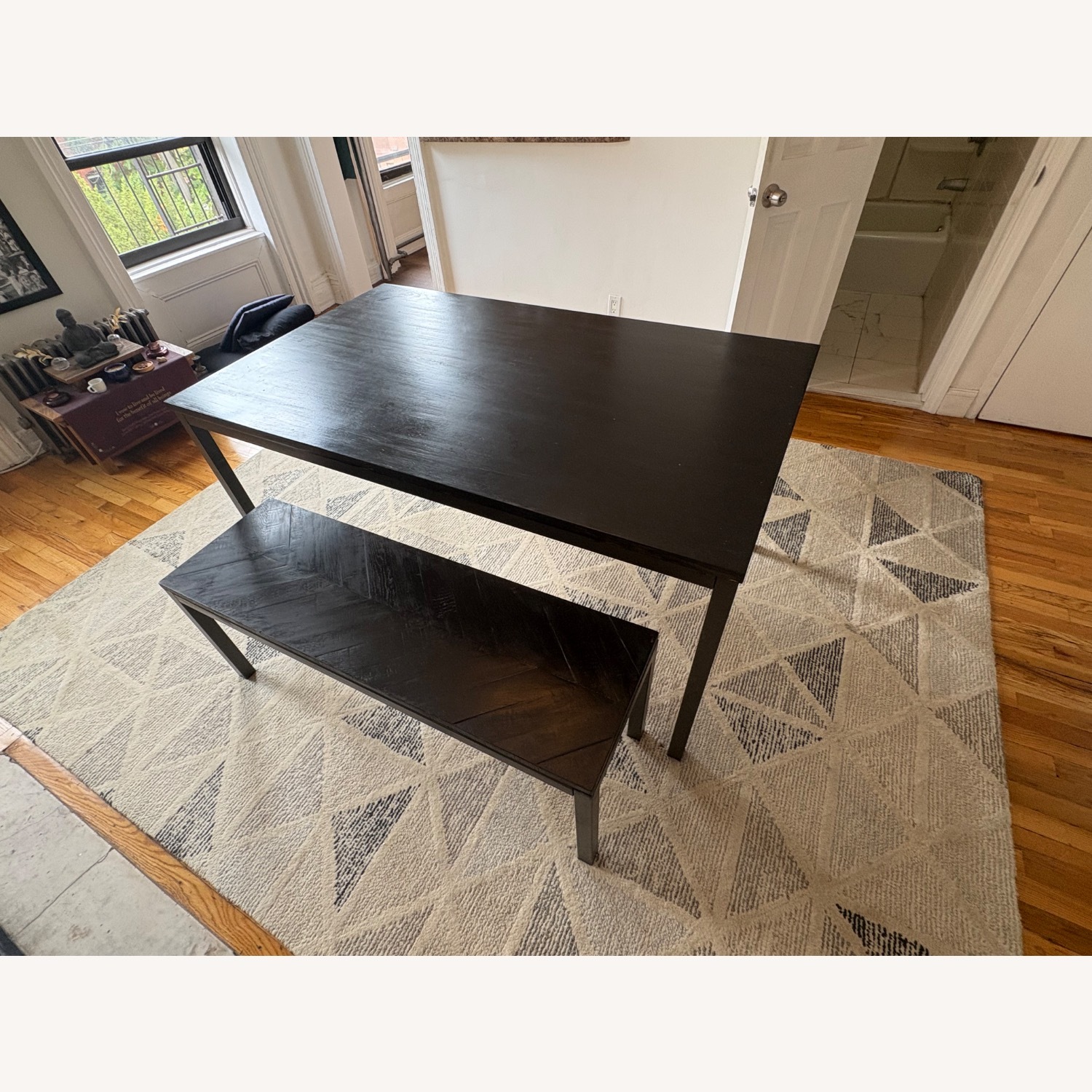 West Elm Black Dining Table with Bench - image-2