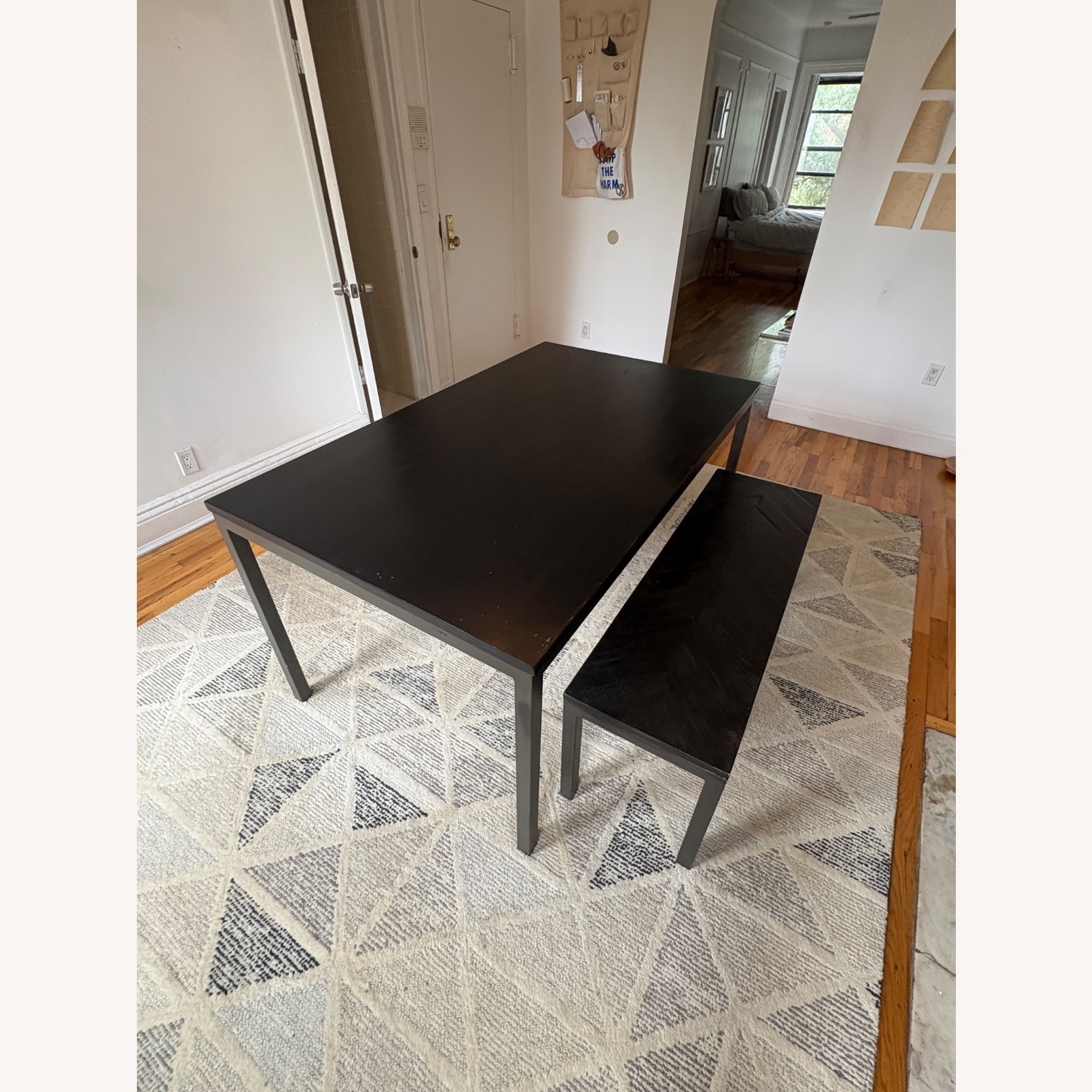 West Elm Black Dining Table with Bench - image-1