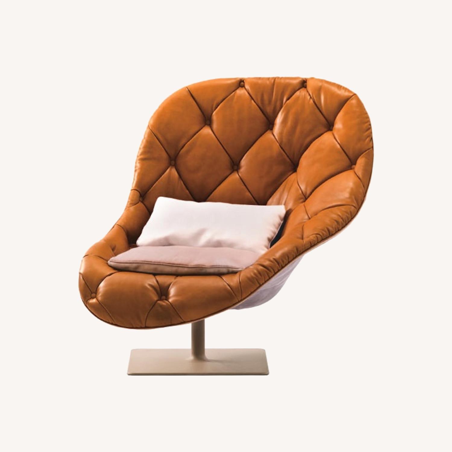 Moroso Orange Leather Armchair - image-0