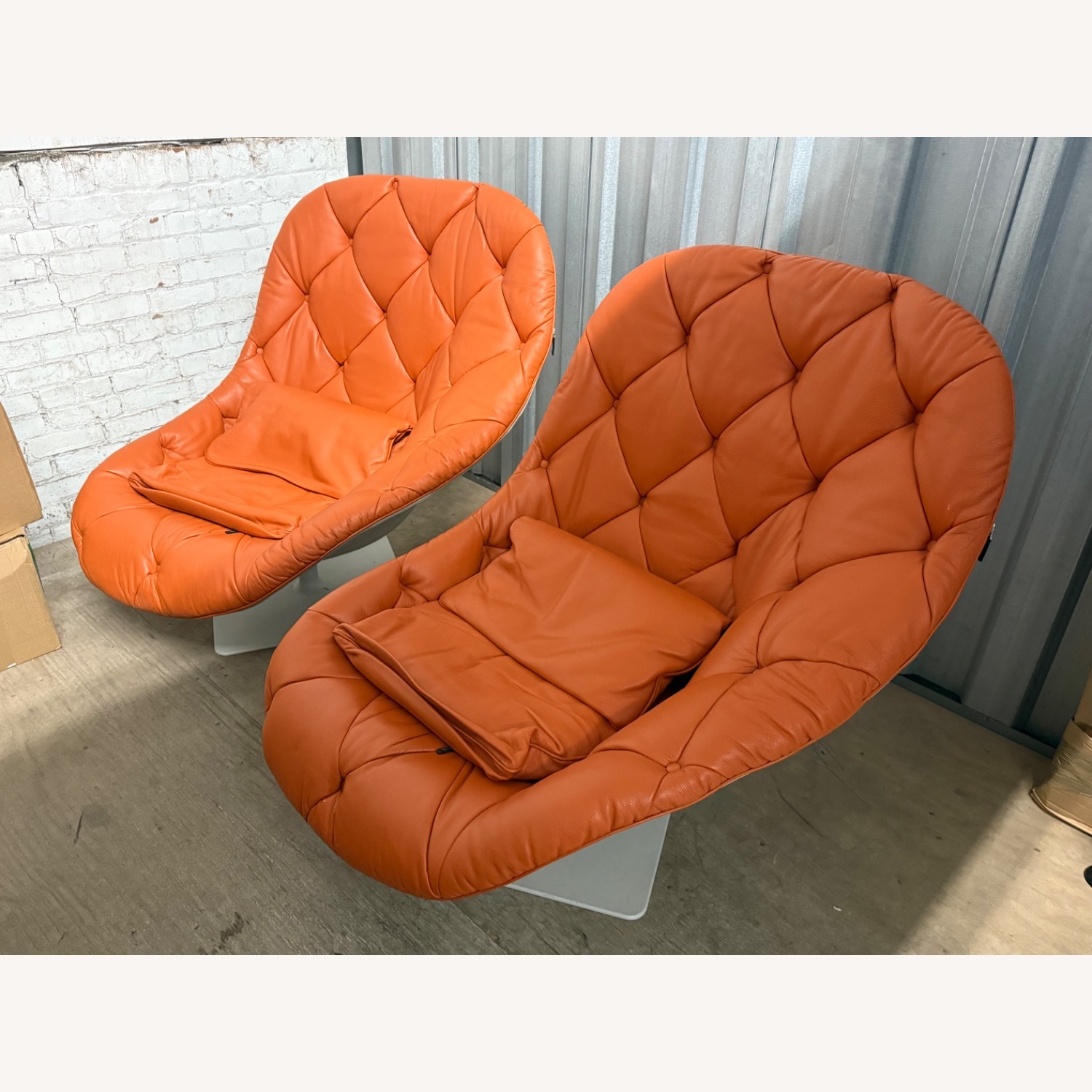 Moroso Orange Leather Armchair - image-3