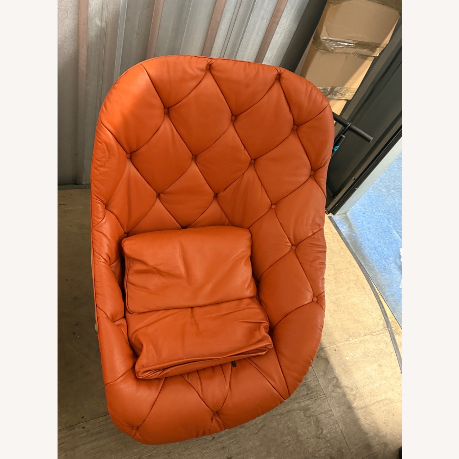 Moroso Orange Leather Armchair - image-1