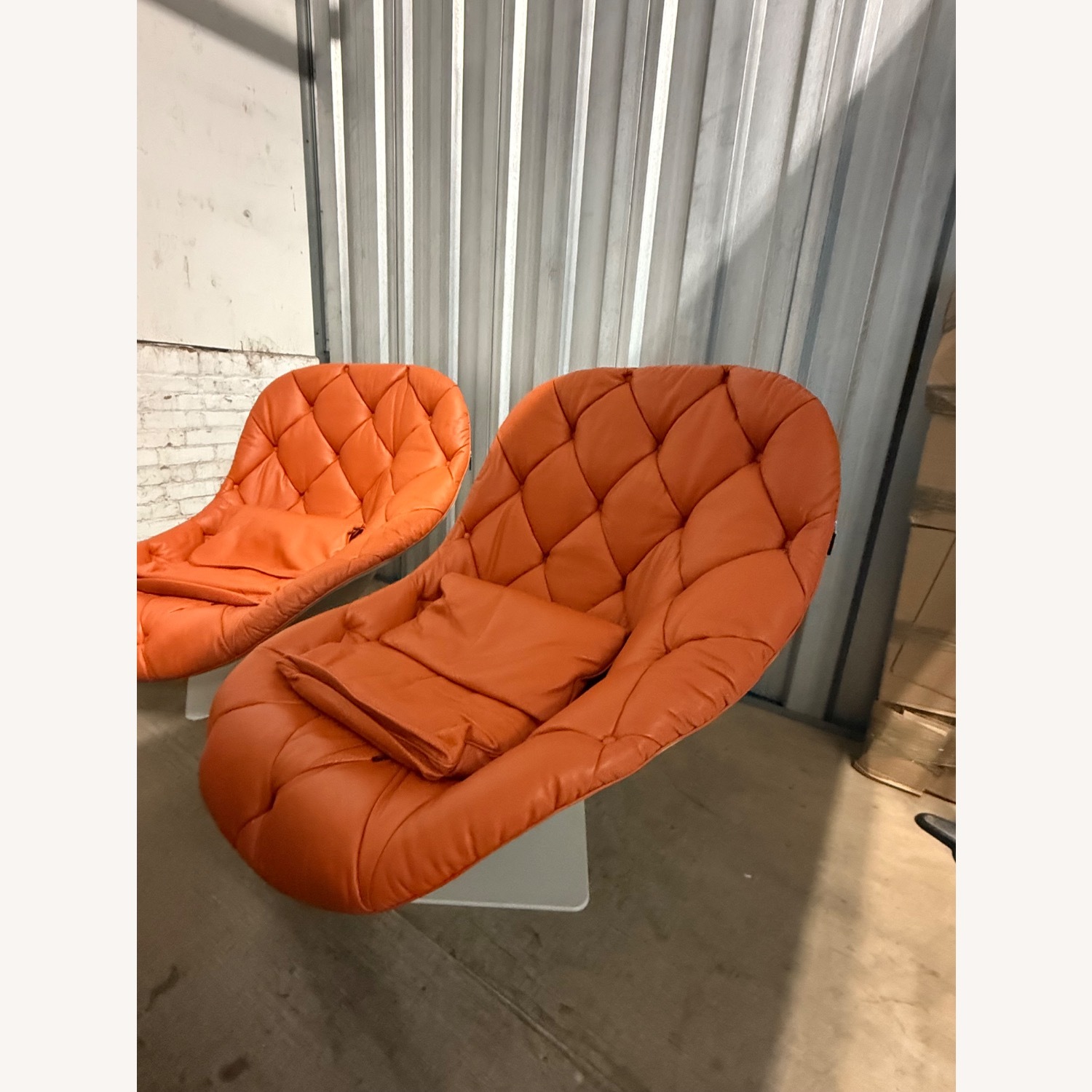 Moroso Orange Leather Armchair - image-2