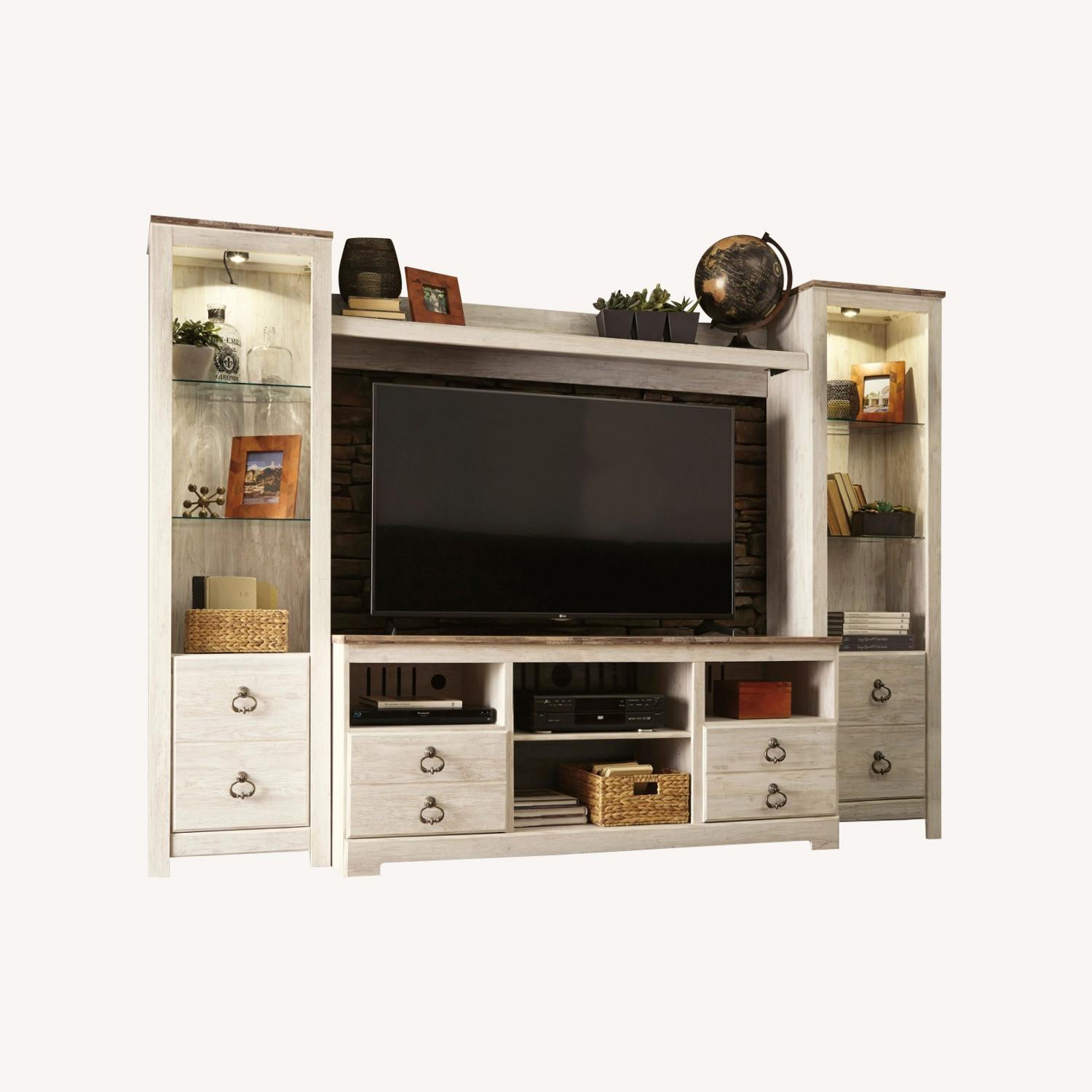 Ashley Furniture Willowton 4-Piece Entertainment Center with 63'' TV Stand - image-0