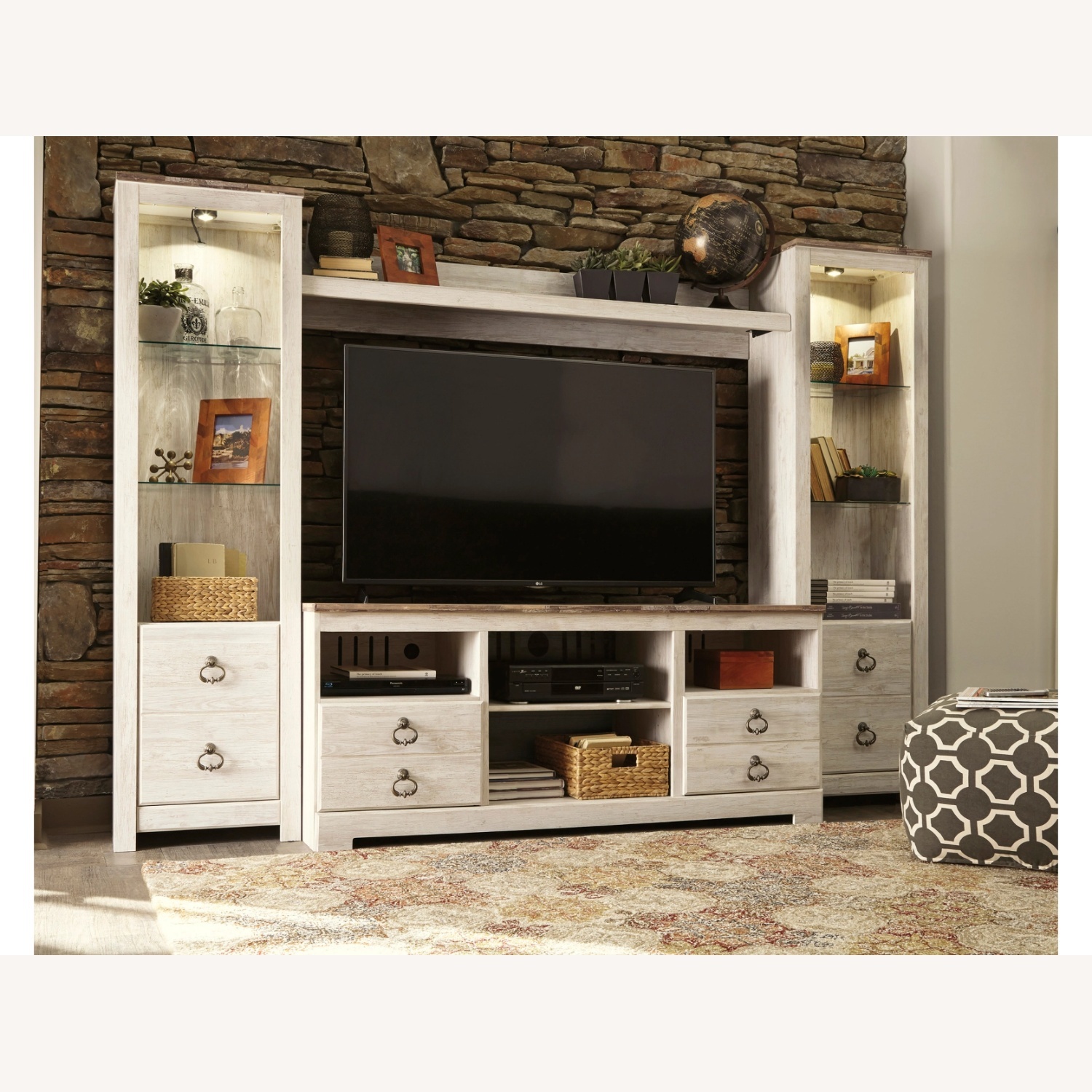 Ashley Furniture Willowton 4-Piece Entertainment Center with 63'' TV Stand - image-5