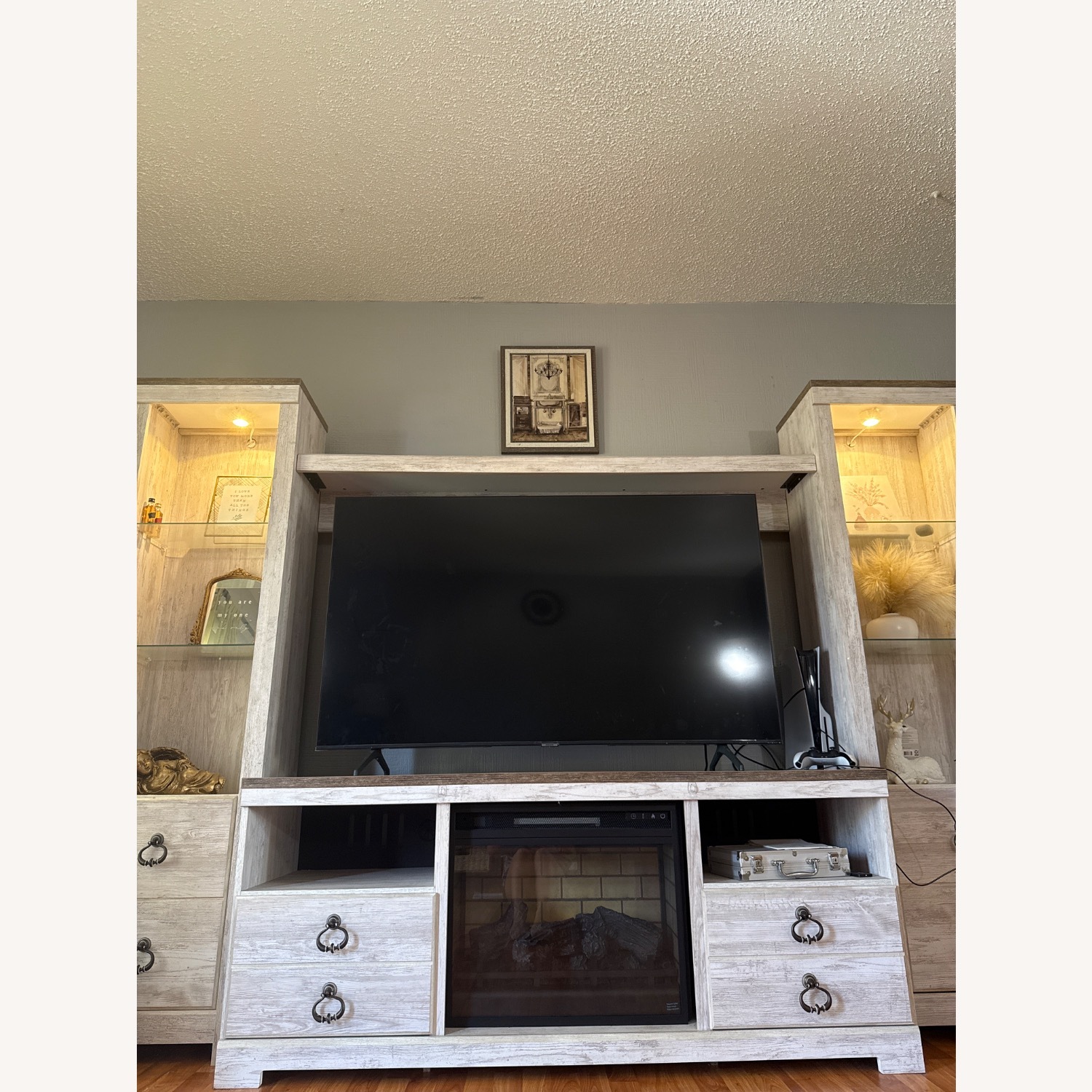 Ashley Furniture Willowton 4-Piece Entertainment Center with 63'' TV Stand - image-1