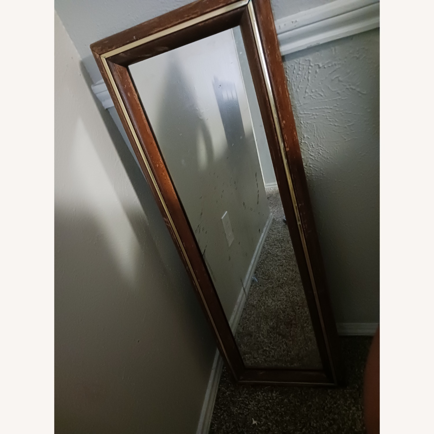 AsiaEXP Dark Brown Wood Wall Mirror - image-1