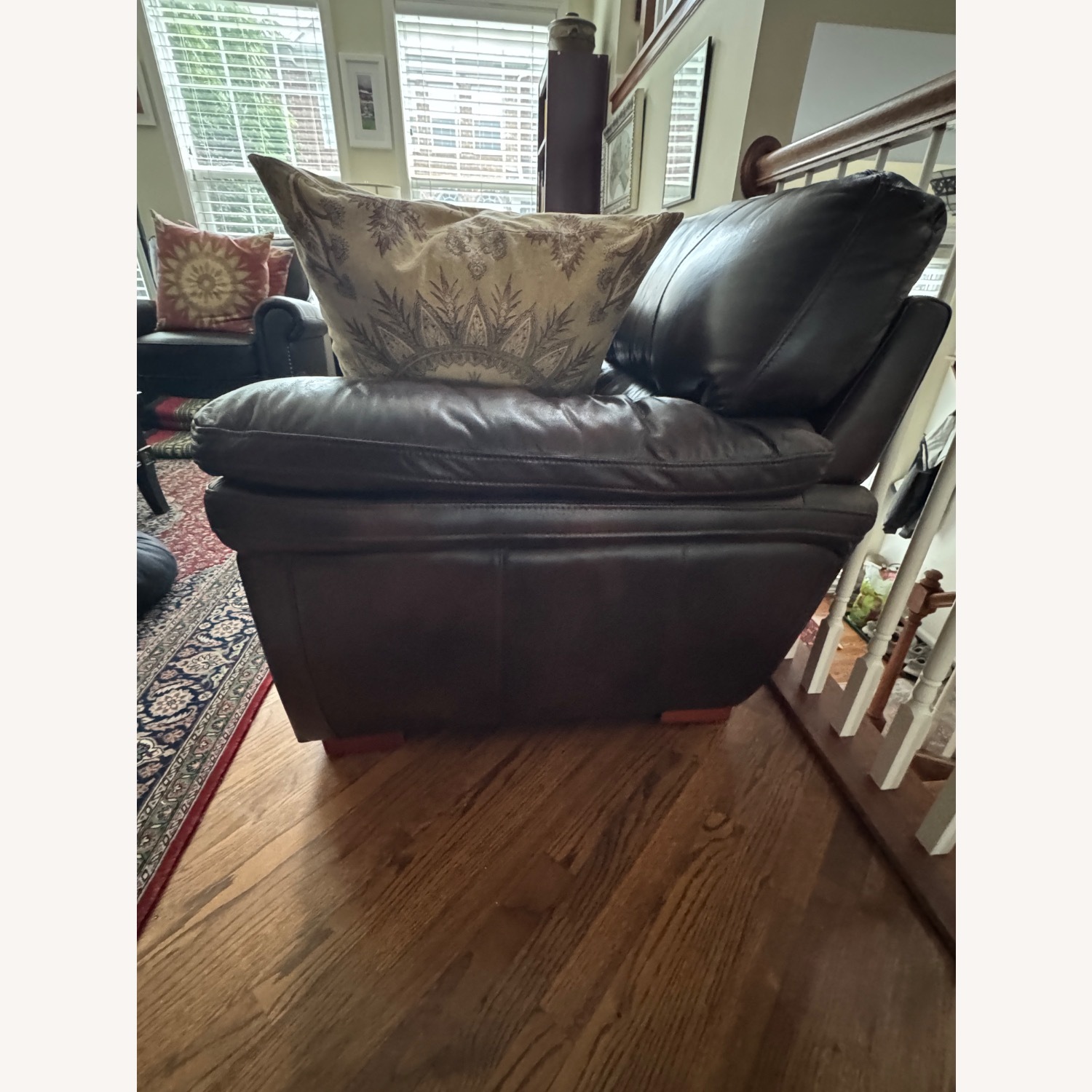 Dark Brown Leather Sofa - image-1