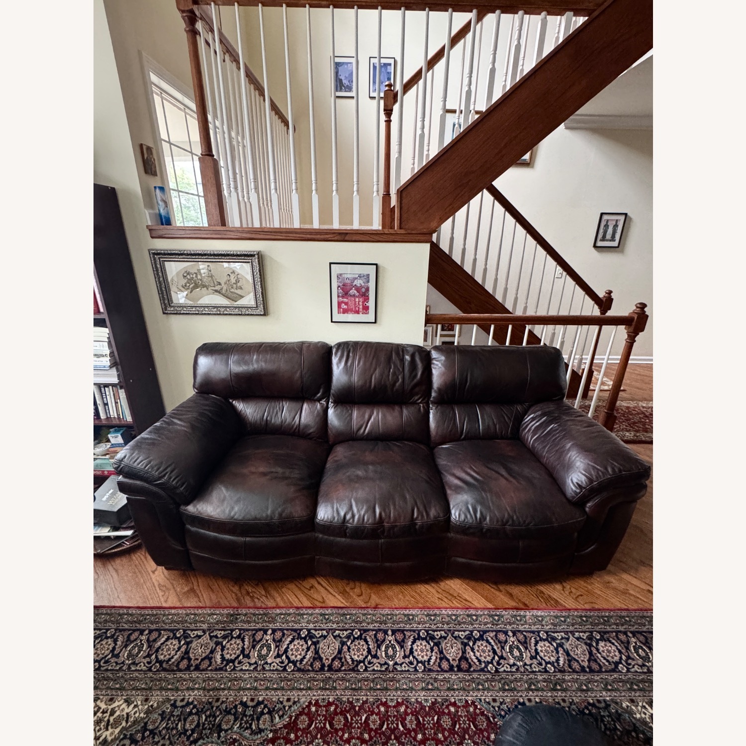 Dark Brown Leather Sofa - image-4