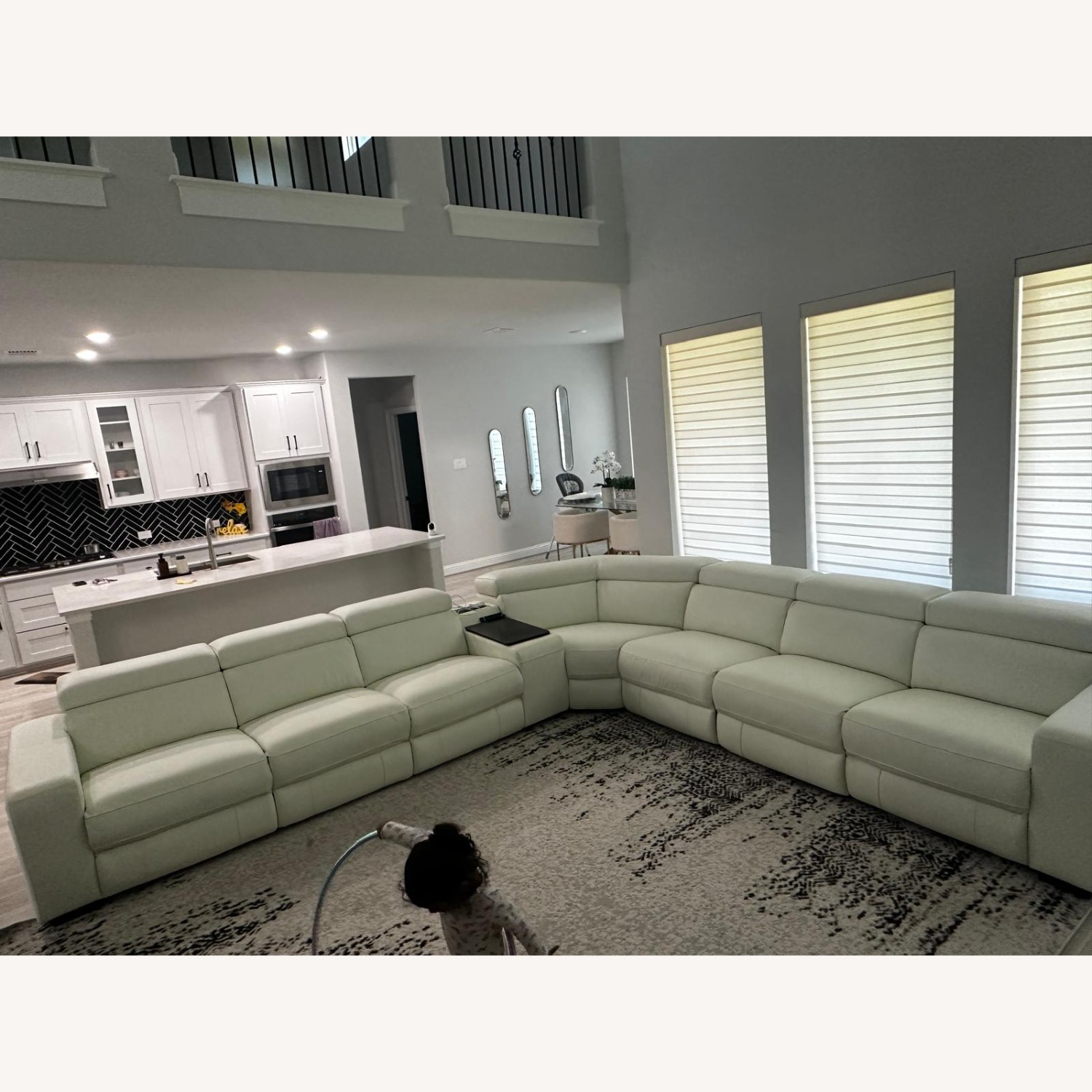 L Shape Sofa White Leather 3+ Piece Sectional - image-3