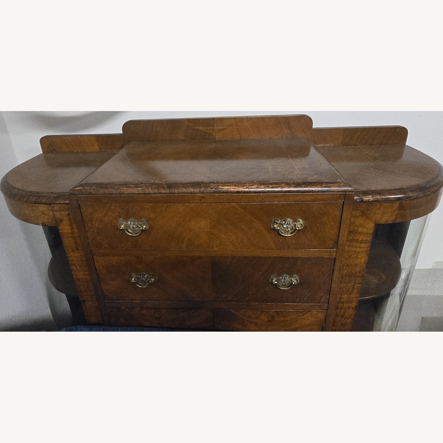  Burl Walnut Cocktail Martini Bar/Curio 1920s - image-3