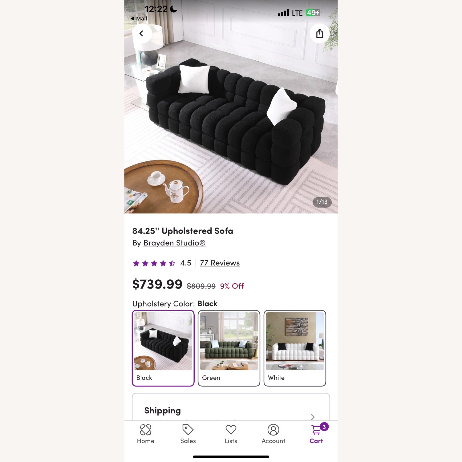 Wayfair Black Boucle Sofa - image-2