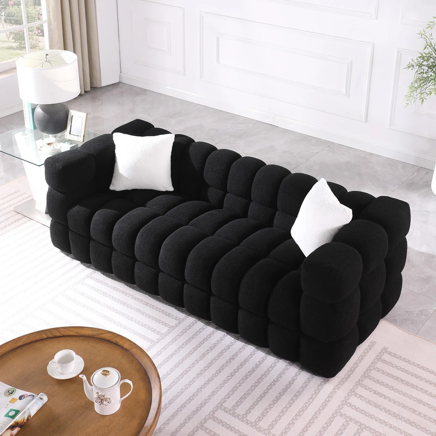 Wayfair Black Boucle Sofa - image-4