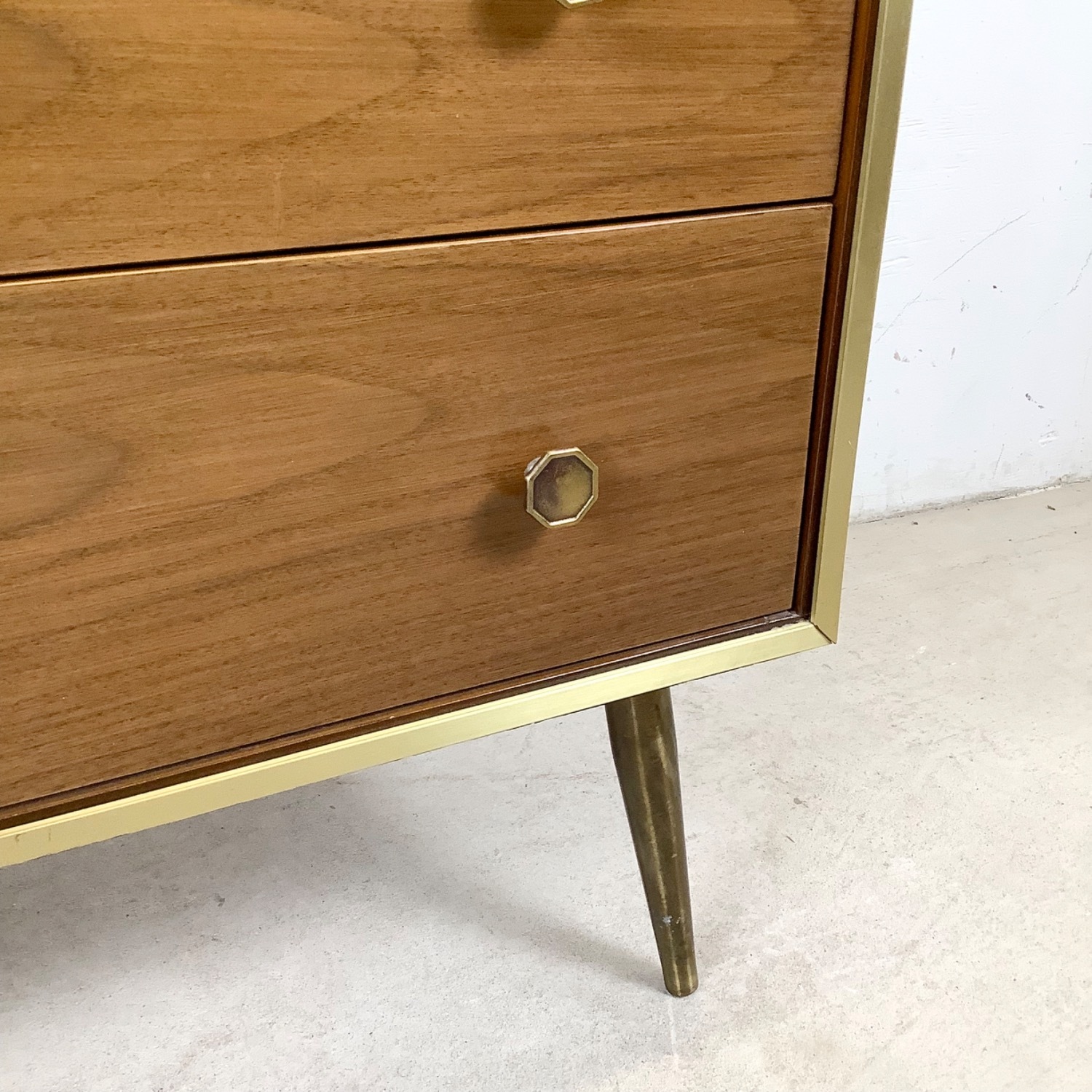 Mid-Century Three Drawer Dresser w/ Brass Legs - image-10