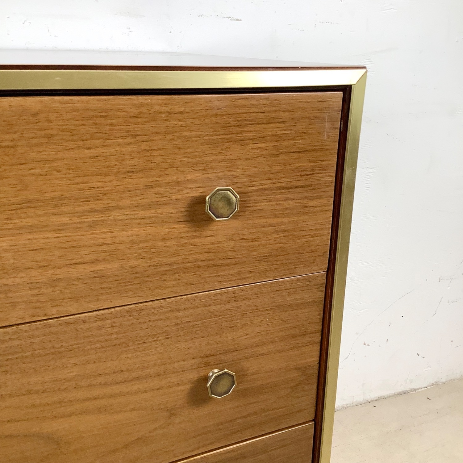 Mid-Century Three Drawer Dresser w/ Brass Legs - image-11