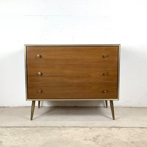 Used Mid-Century Three Drawer Dresser w/ Brass Legs for sale on AptDeco
