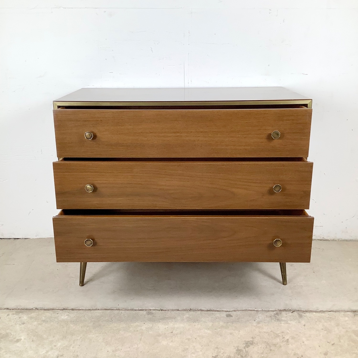 Mid-Century Three Drawer Dresser w/ Brass Legs - image-5